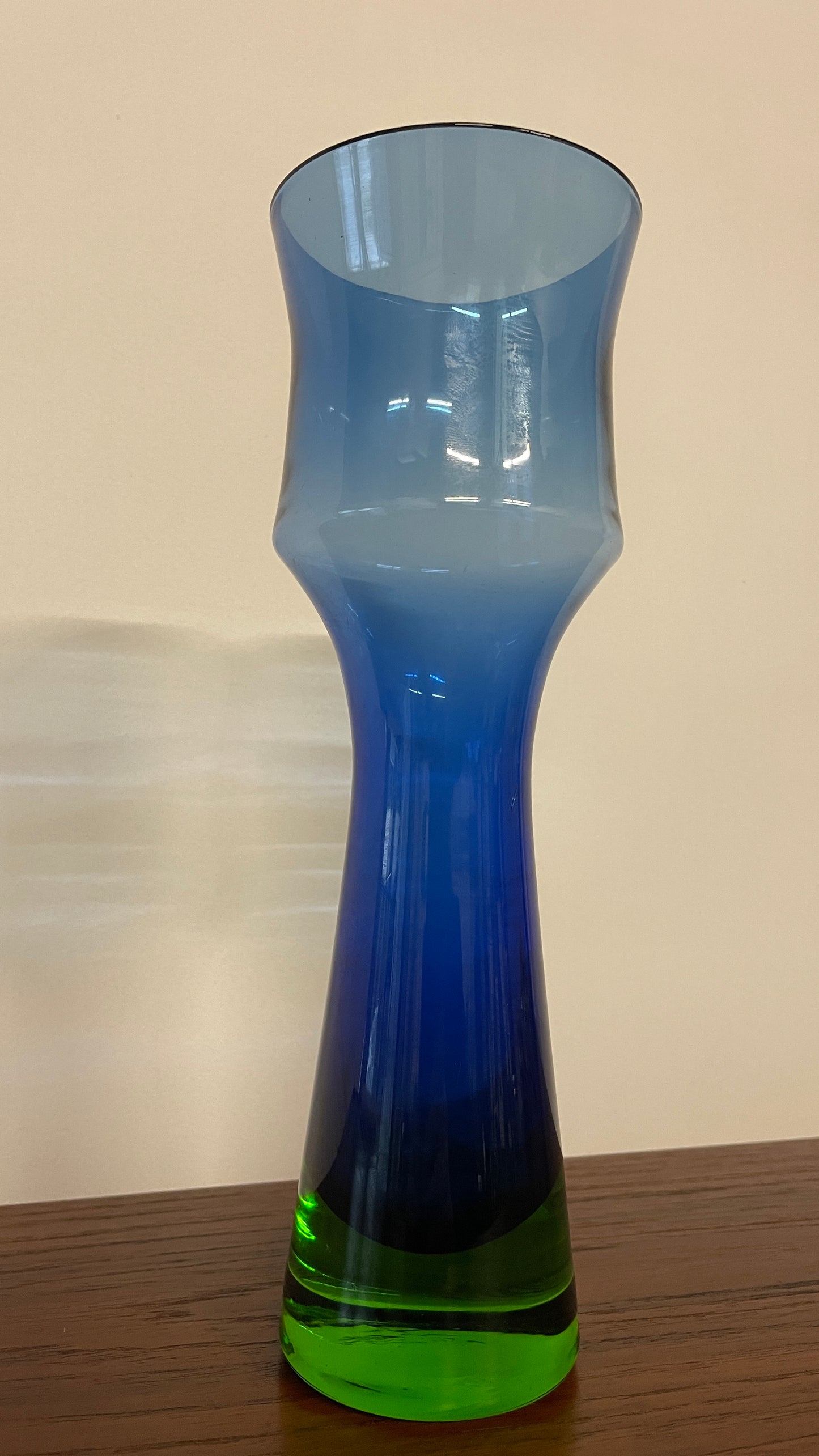 Mid-Century Swedish Blue & Green Glass Vase by Bo Borgström for Åseda Glasbruk, 1960s