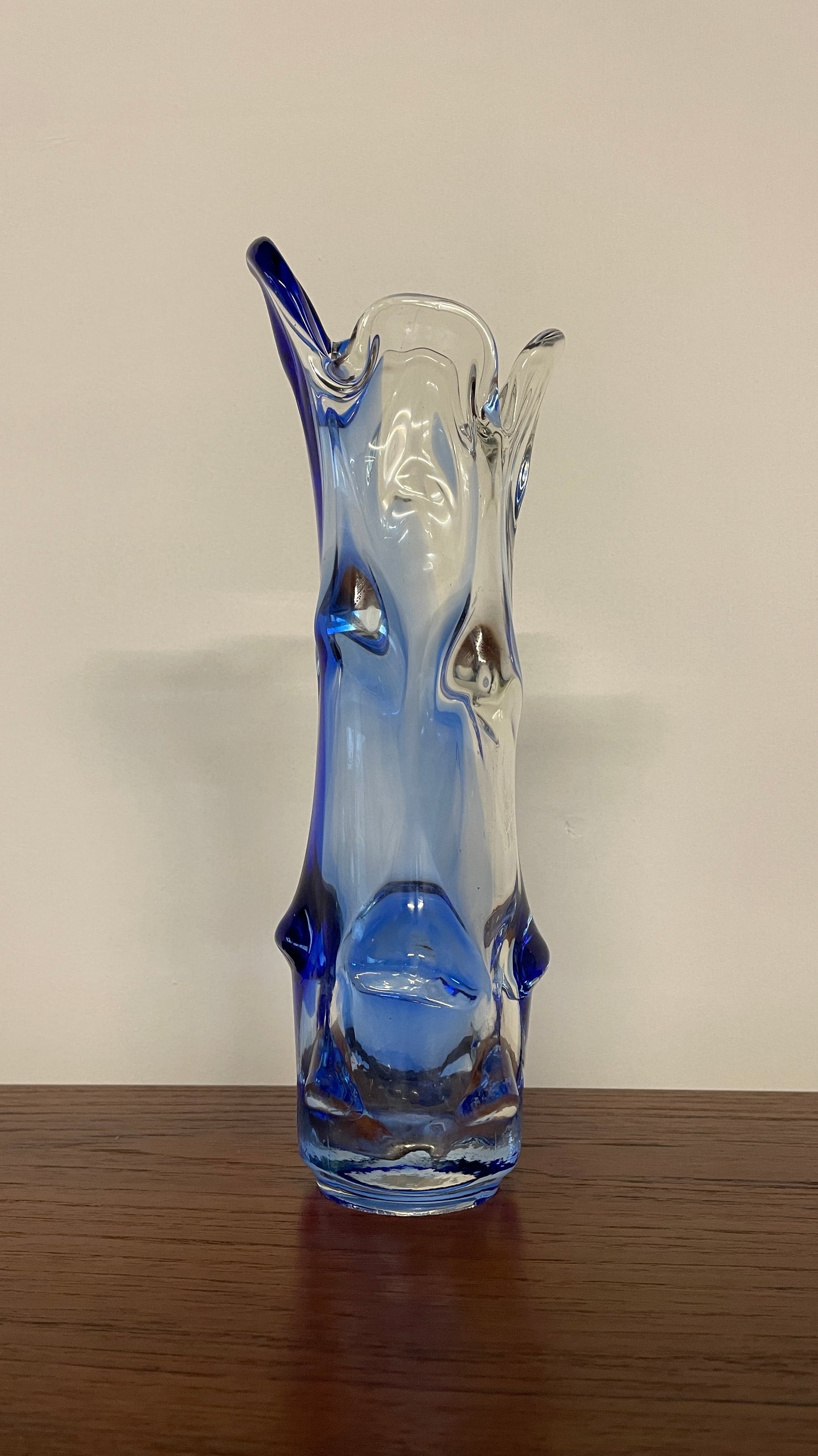 Mid-Century Blue & Clear Art Glass Vase by Josef Hospodka for Chribská, 1960s Czech Design