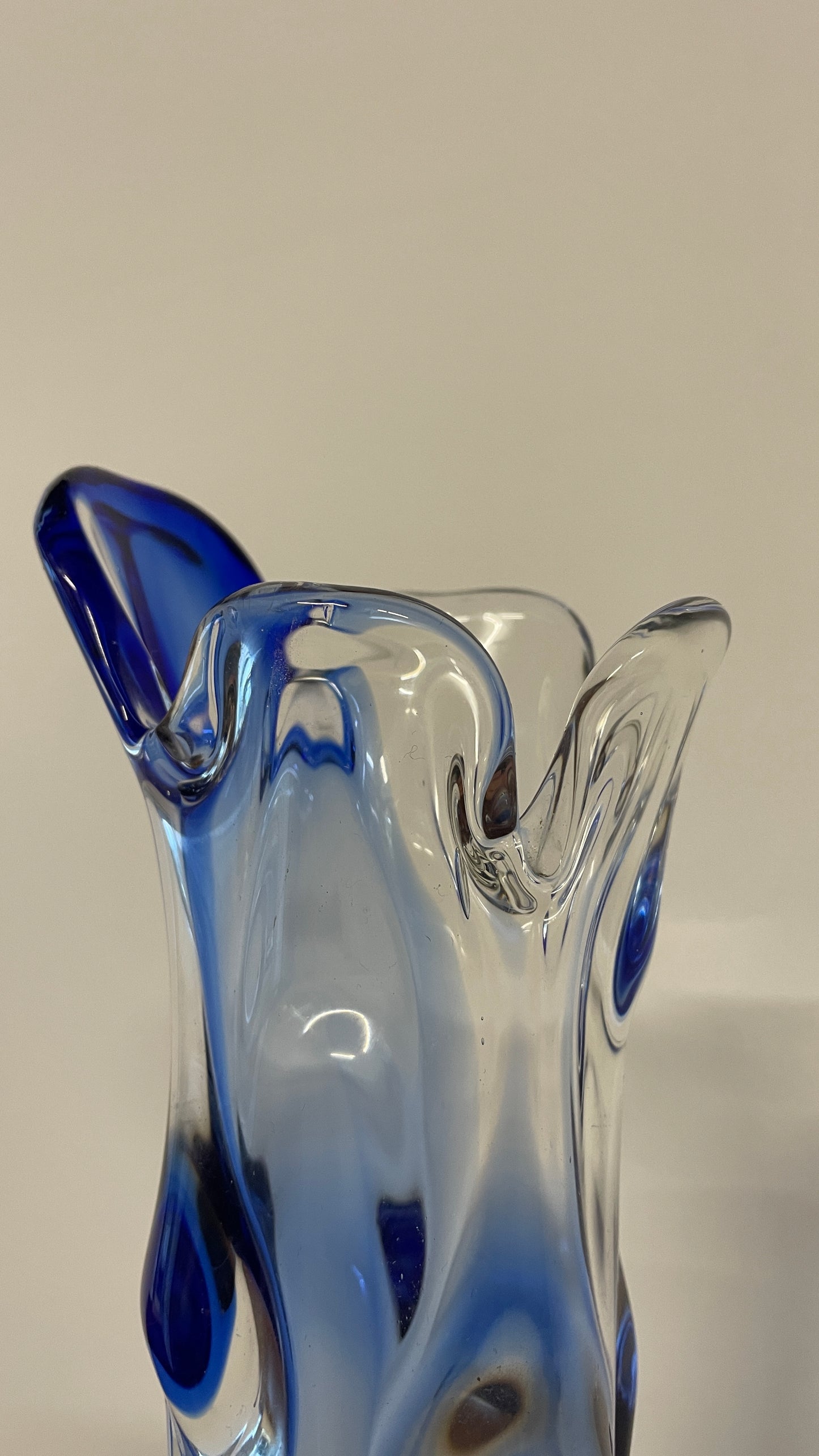 Mid-Century Blue & Clear Art Glass Vase by Josef Hospodka for Chribská, 1960s Czech Design