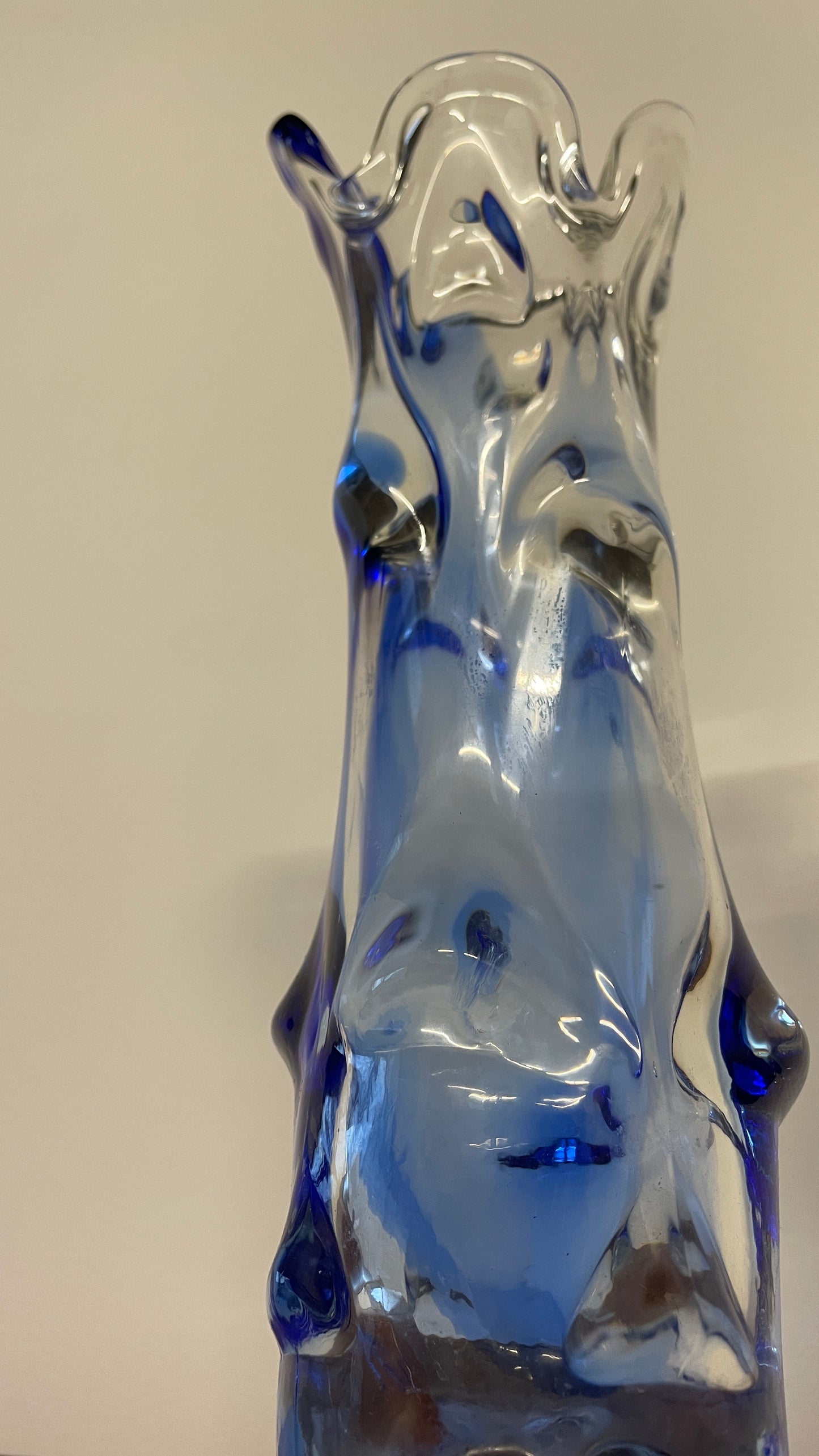 Mid-Century Blue & Clear Art Glass Vase by Josef Hospodka for Chribská, 1960s Czech Design