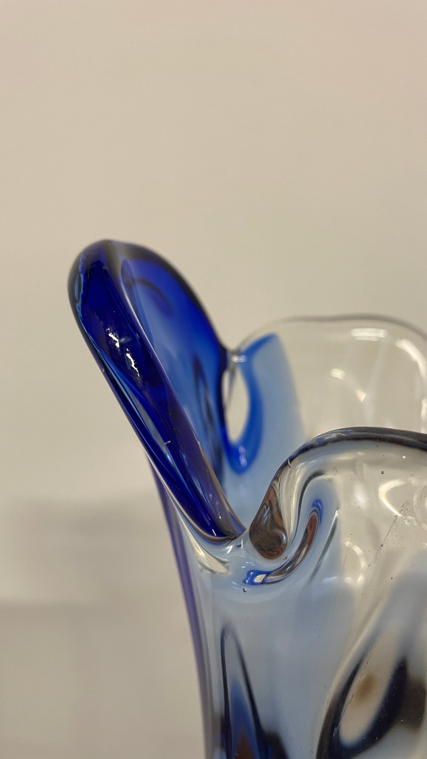 Mid-Century Blue & Clear Art Glass Vase by Josef Hospodka for Chribská, 1960s Czech Design