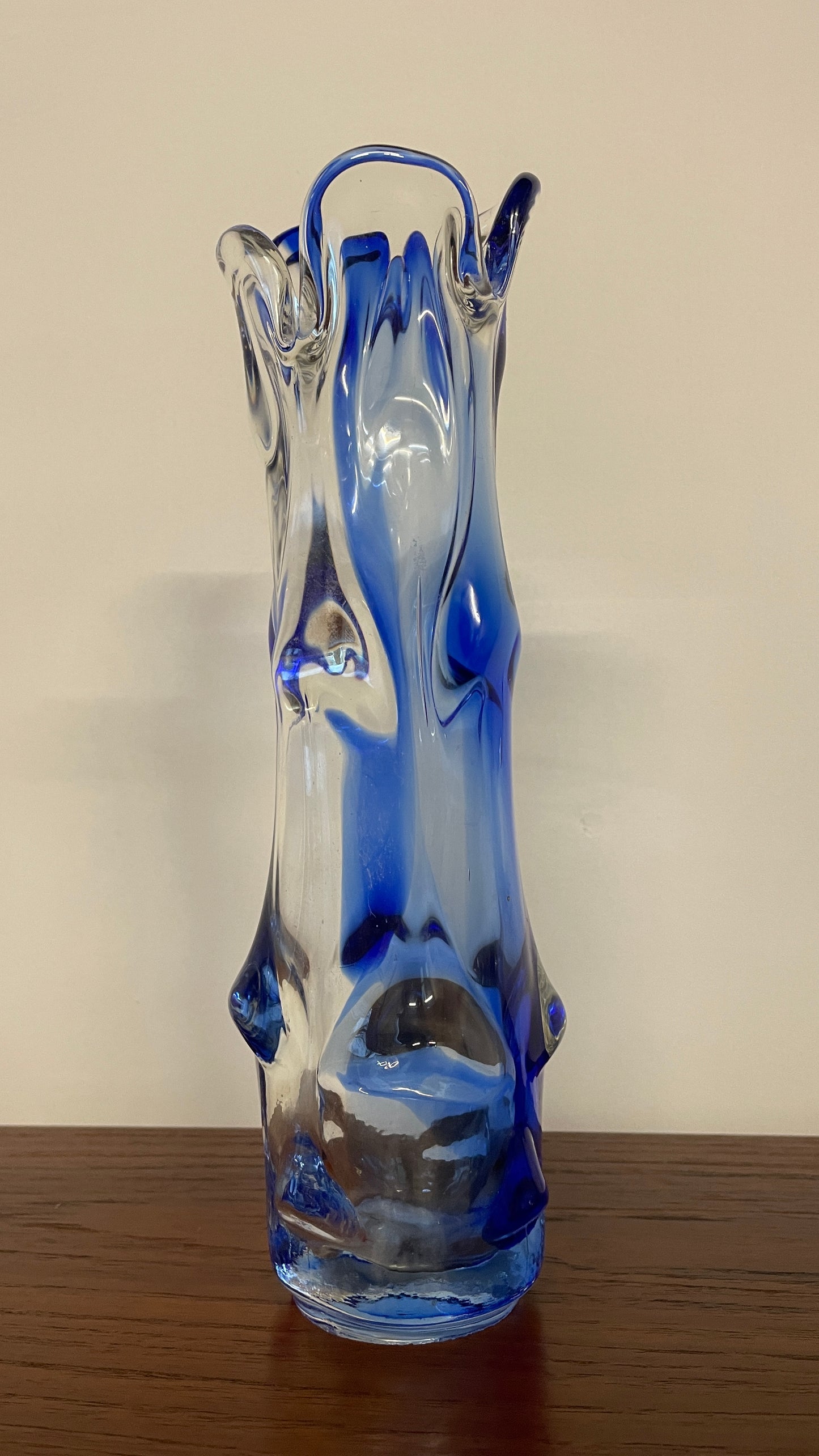 Mid-Century Blue & Clear Art Glass Vase by Josef Hospodka for Chribská, 1960s Czech Design