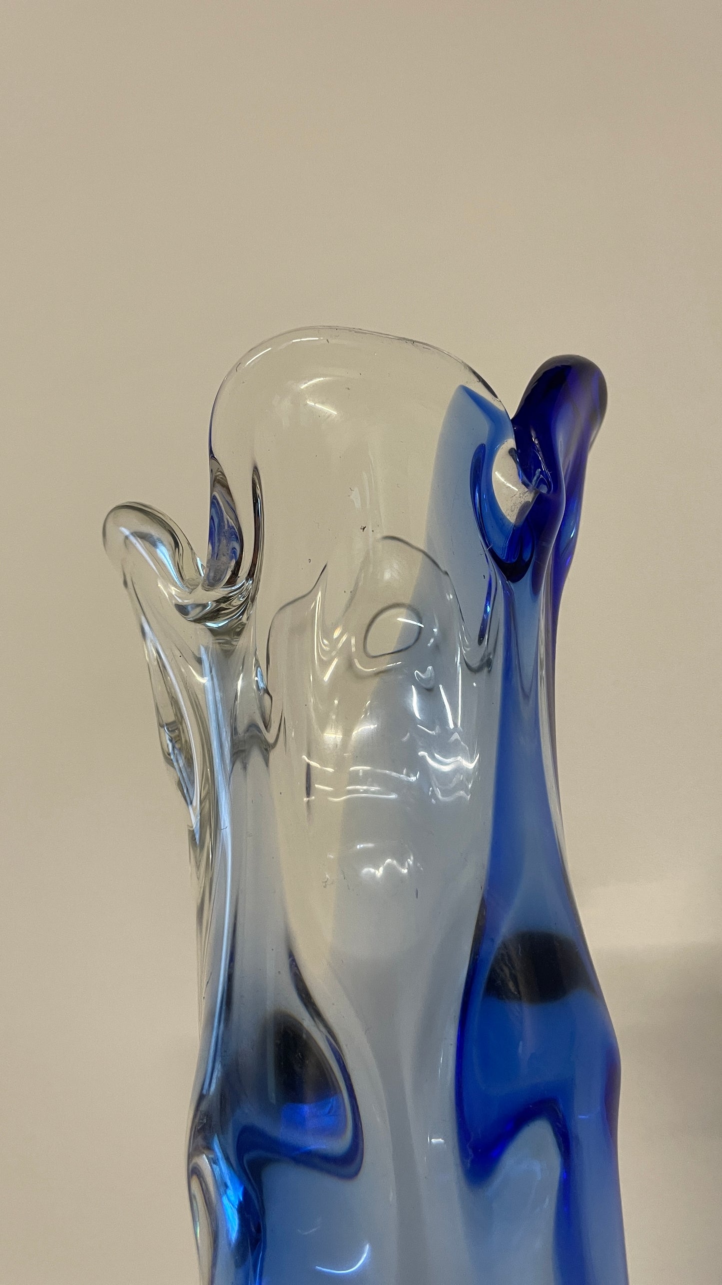 Mid-Century Blue & Clear Art Glass Vase by Josef Hospodka for Chribská, 1960s Czech Design