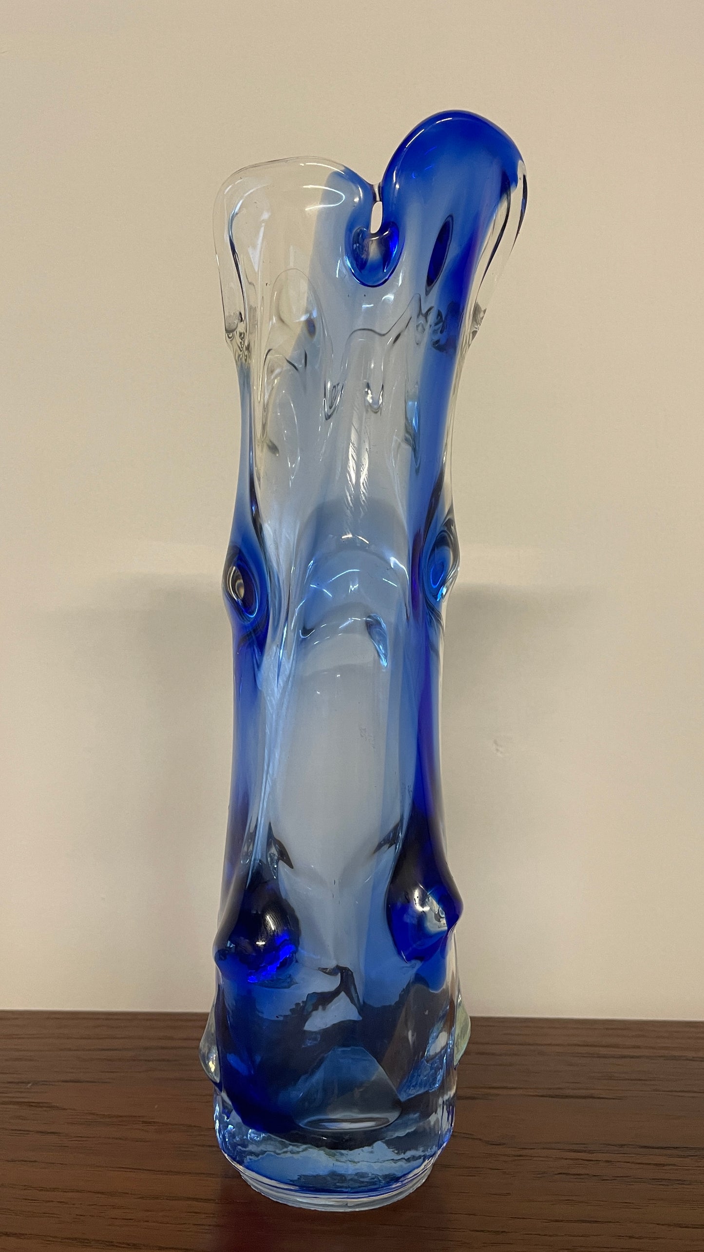 Mid-Century Blue & Clear Art Glass Vase by Josef Hospodka for Chribská, 1960s Czech Design