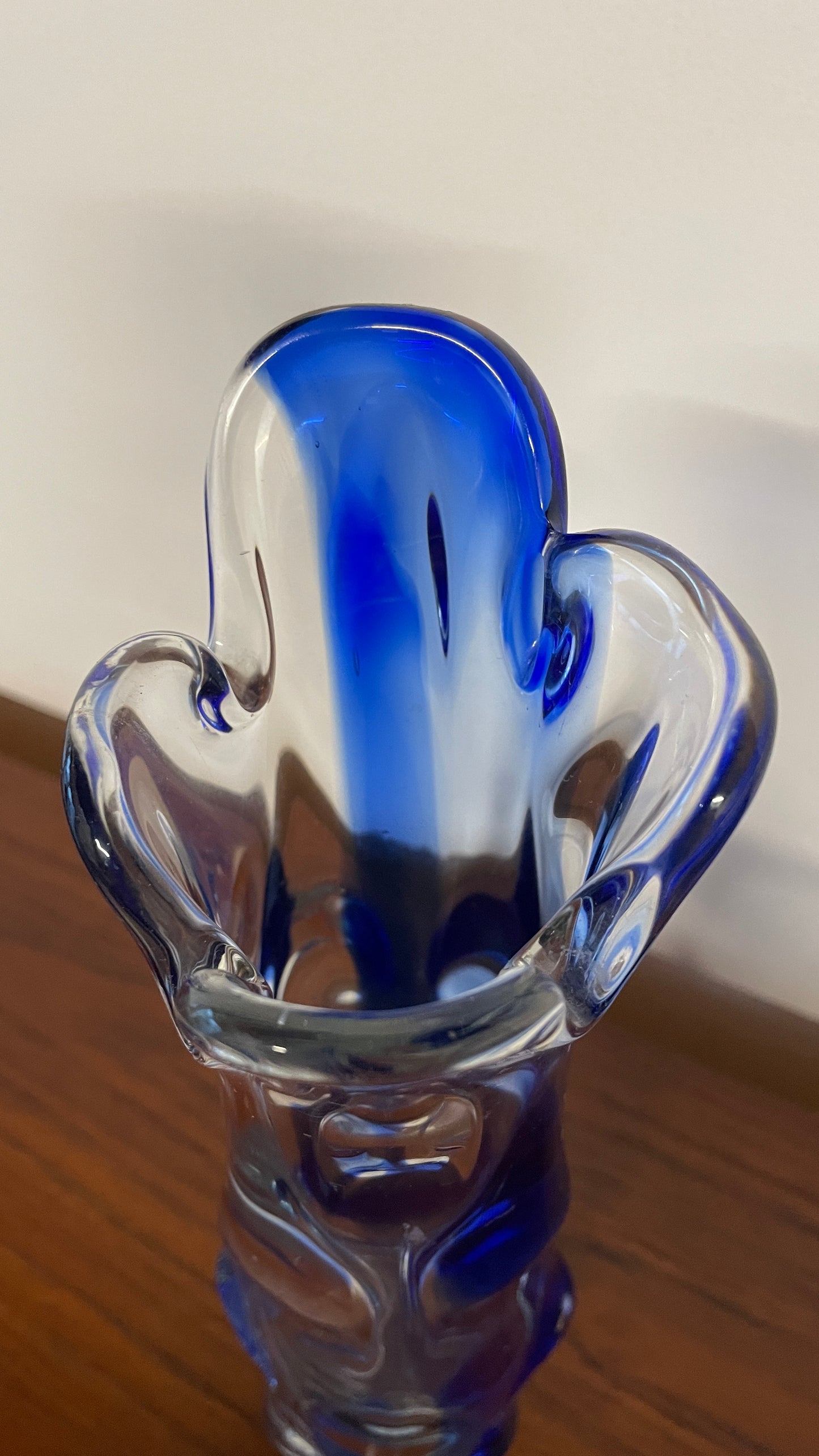 Mid-Century Blue & Clear Art Glass Vase by Josef Hospodka for Chribská, 1960s Czech Design