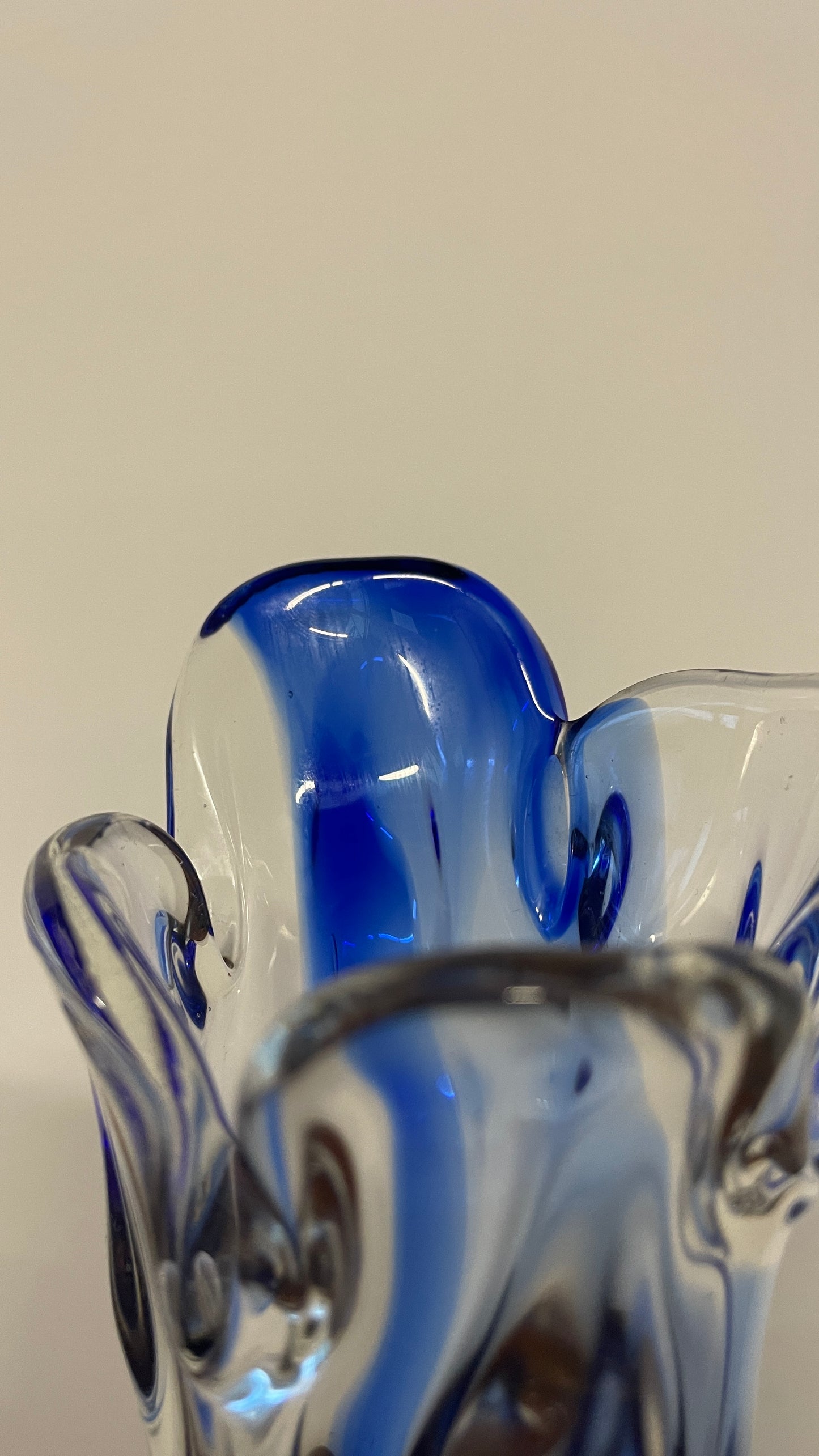 Mid-Century Blue & Clear Art Glass Vase by Josef Hospodka for Chribská, 1960s Czech Design