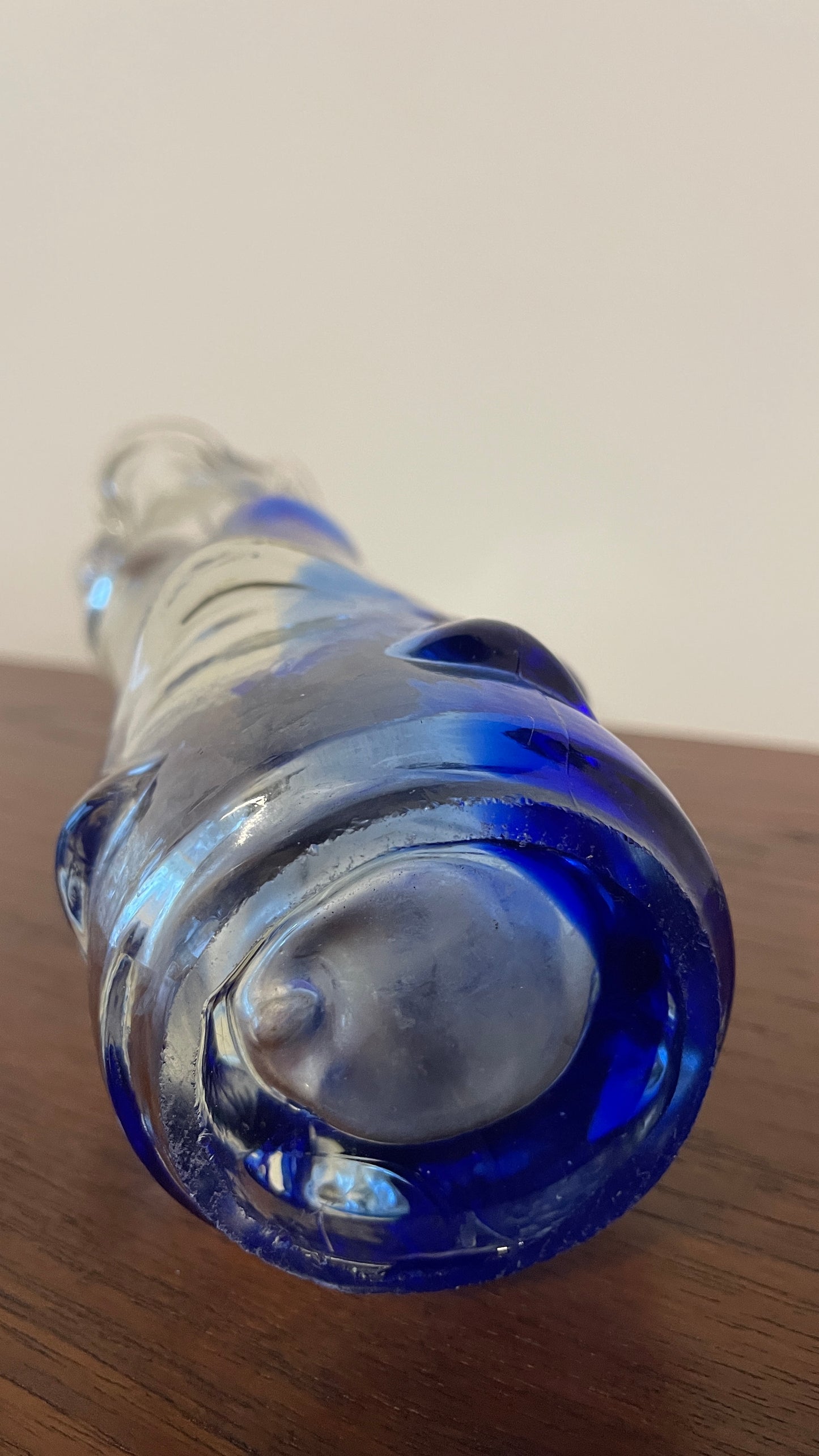 Mid-Century Blue & Clear Art Glass Vase by Josef Hospodka for Chribská, 1960s Czech Design