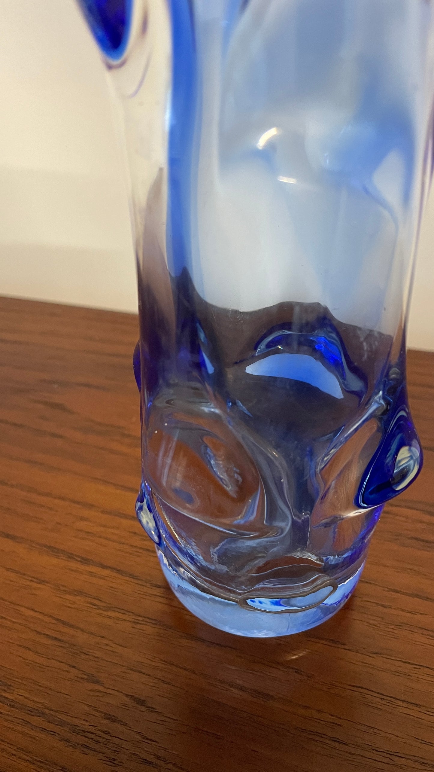 Mid-Century Blue & Clear Art Glass Vase by Josef Hospodka for Chribská, 1960s Czech Design