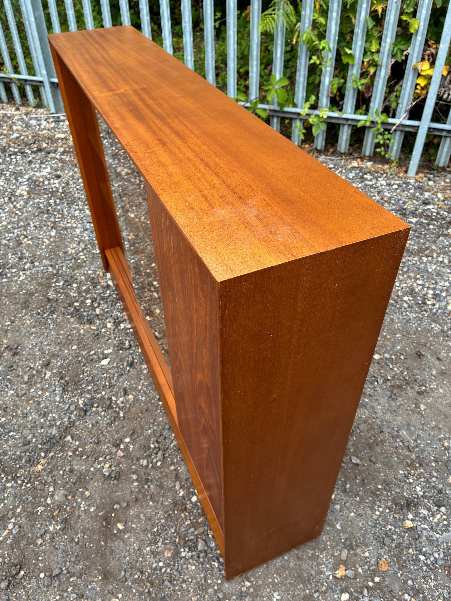 Herbert Gibbs Bookcase with Sliding Glass Doors – Mid-Century Vintage Teak Display Cabinet – British – 122cm
