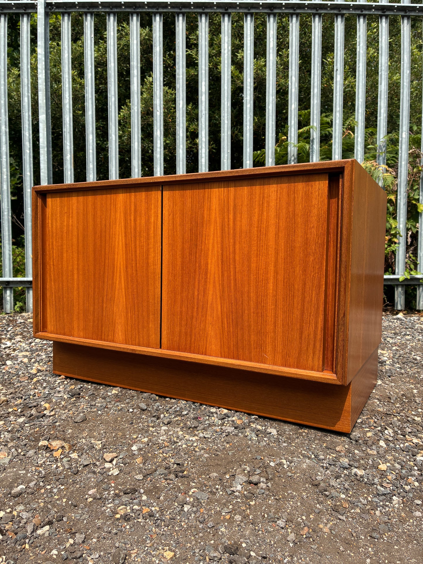 G Plan Teak Sliding Door Cupboard | Mid Century Storage Cabinet | Compact Media Cabinet