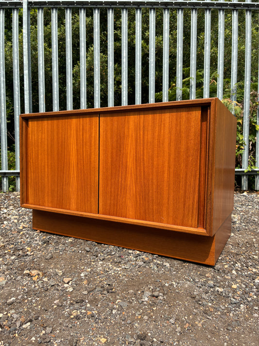 G Plan Teak Sliding Door Cupboard | Mid Century Storage Cabinet | Compact Media Cabinet