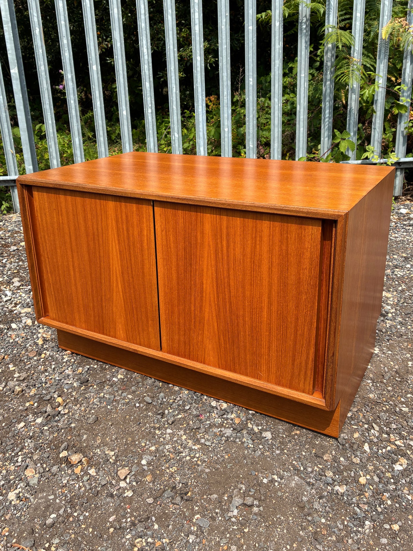 G Plan Teak Sliding Door Cupboard | Mid Century Storage Cabinet | Compact Media Cabinet