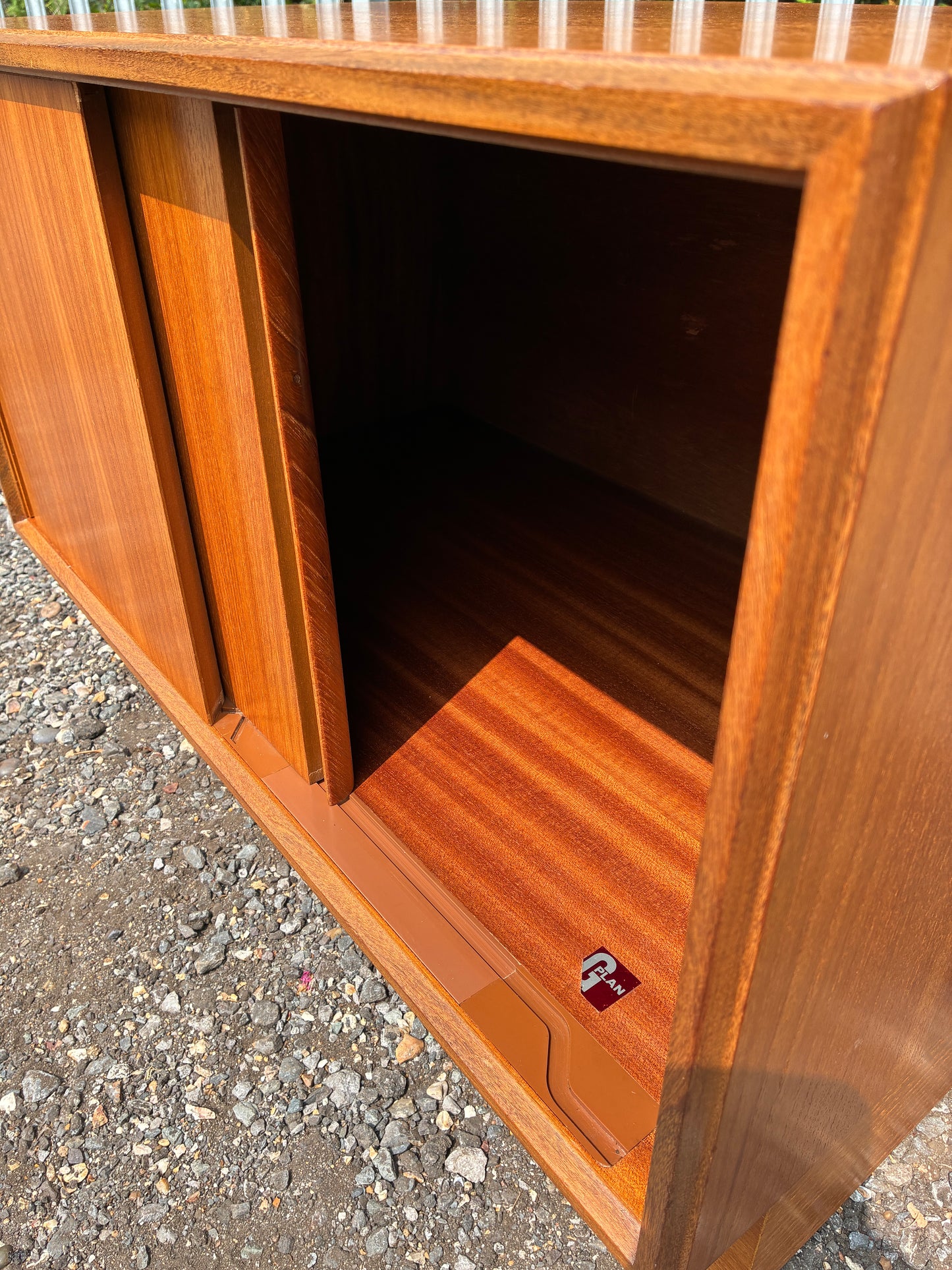 G Plan Teak Sliding Door Cupboard | Mid Century Storage Cabinet | Compact Media Cabinet
