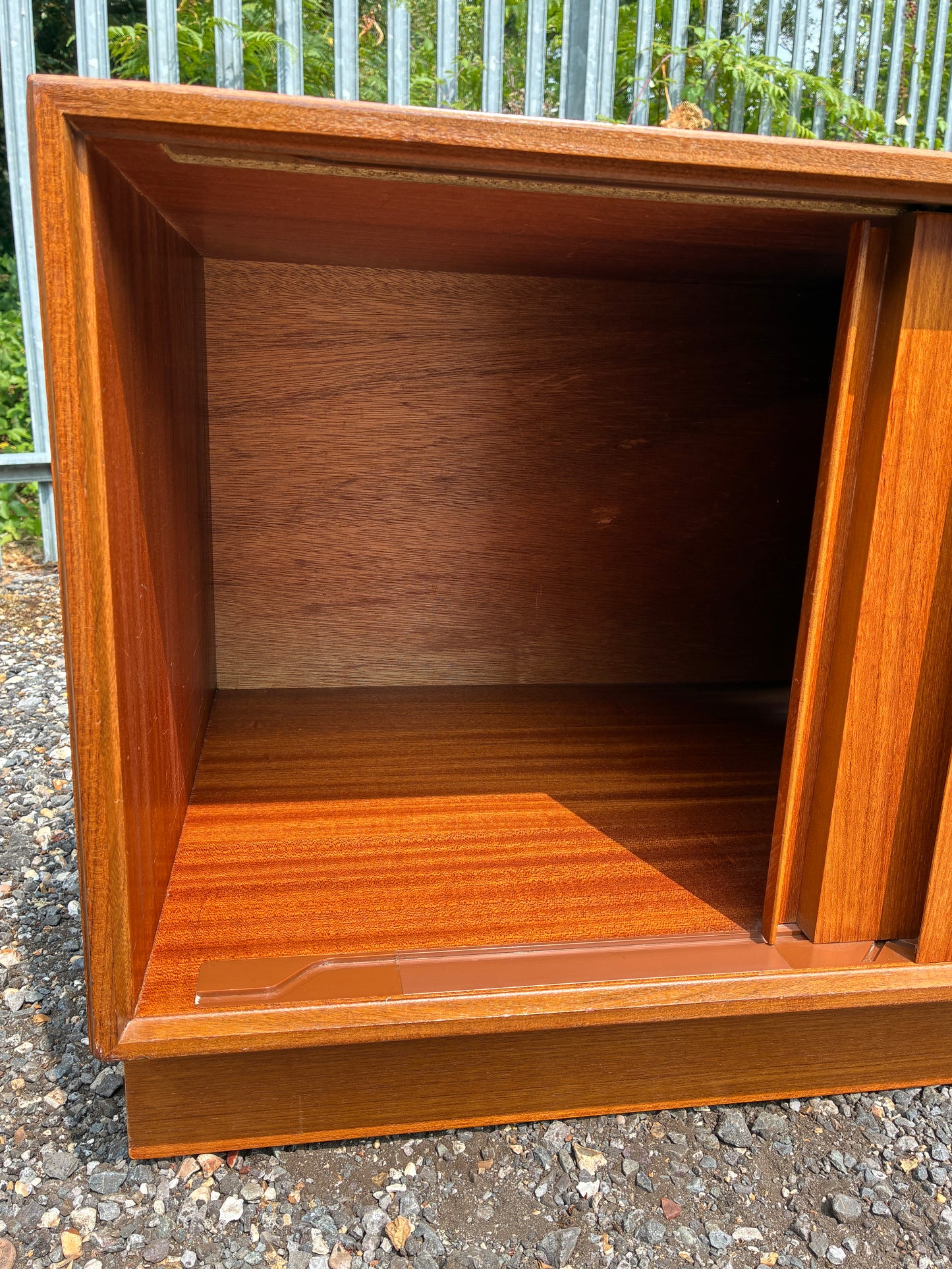 G Plan Teak Sliding Door Cupboard | Mid Century Storage Cabinet | Compact Media Cabinet
