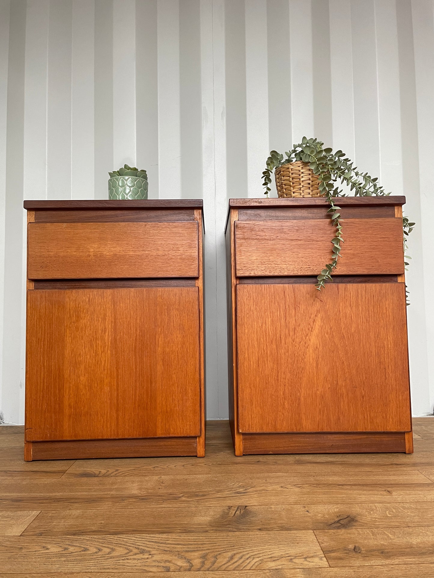 Pair Meredew Bedside Cabinets -  Mid-Century Teak