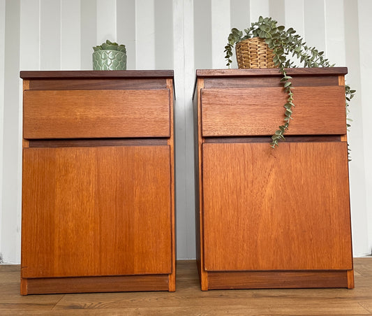 Pair Meredew Bedside Cabinets -  Mid-Century Teak