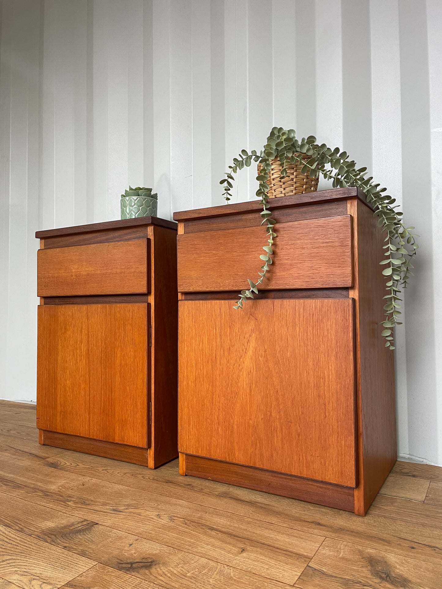 Pair Meredew Bedside Cabinets -  Mid-Century Teak