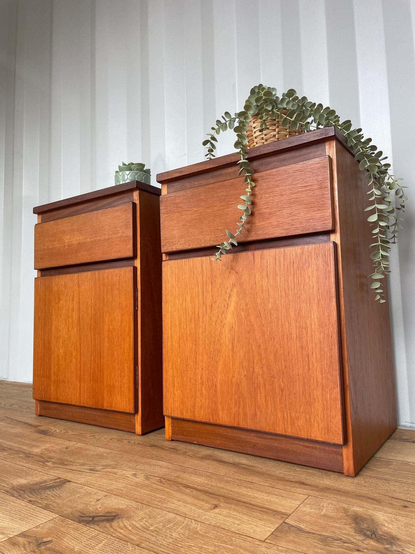 Pair Meredew Bedside Cabinets -  Mid-Century Teak