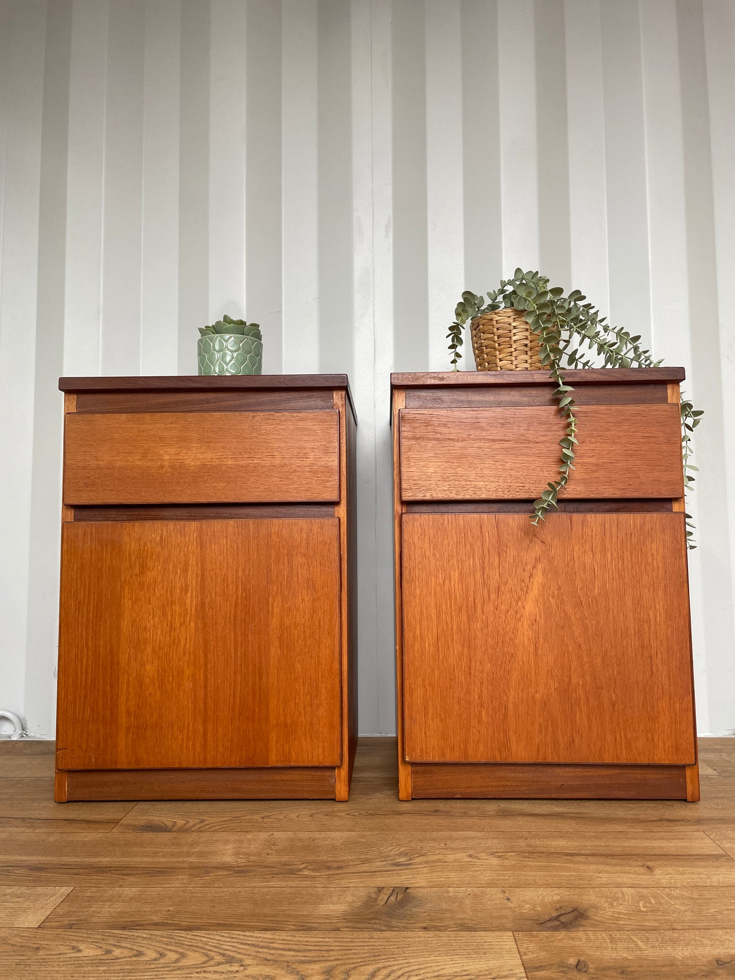 Pair Meredew Bedside Cabinets -  Mid-Century Teak