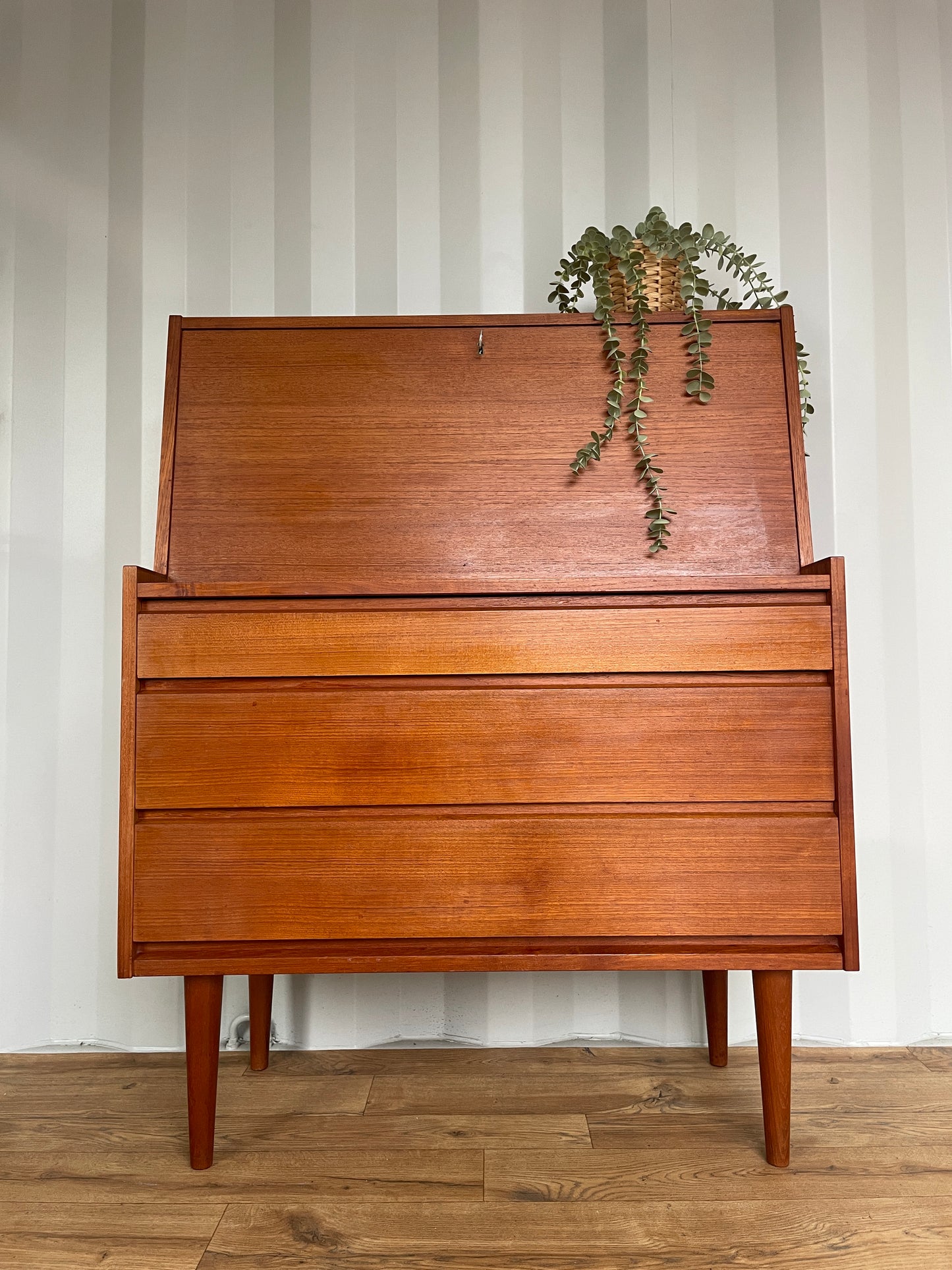 Danish Mid-Century Teak Bureau - Home Desk - Drop Front