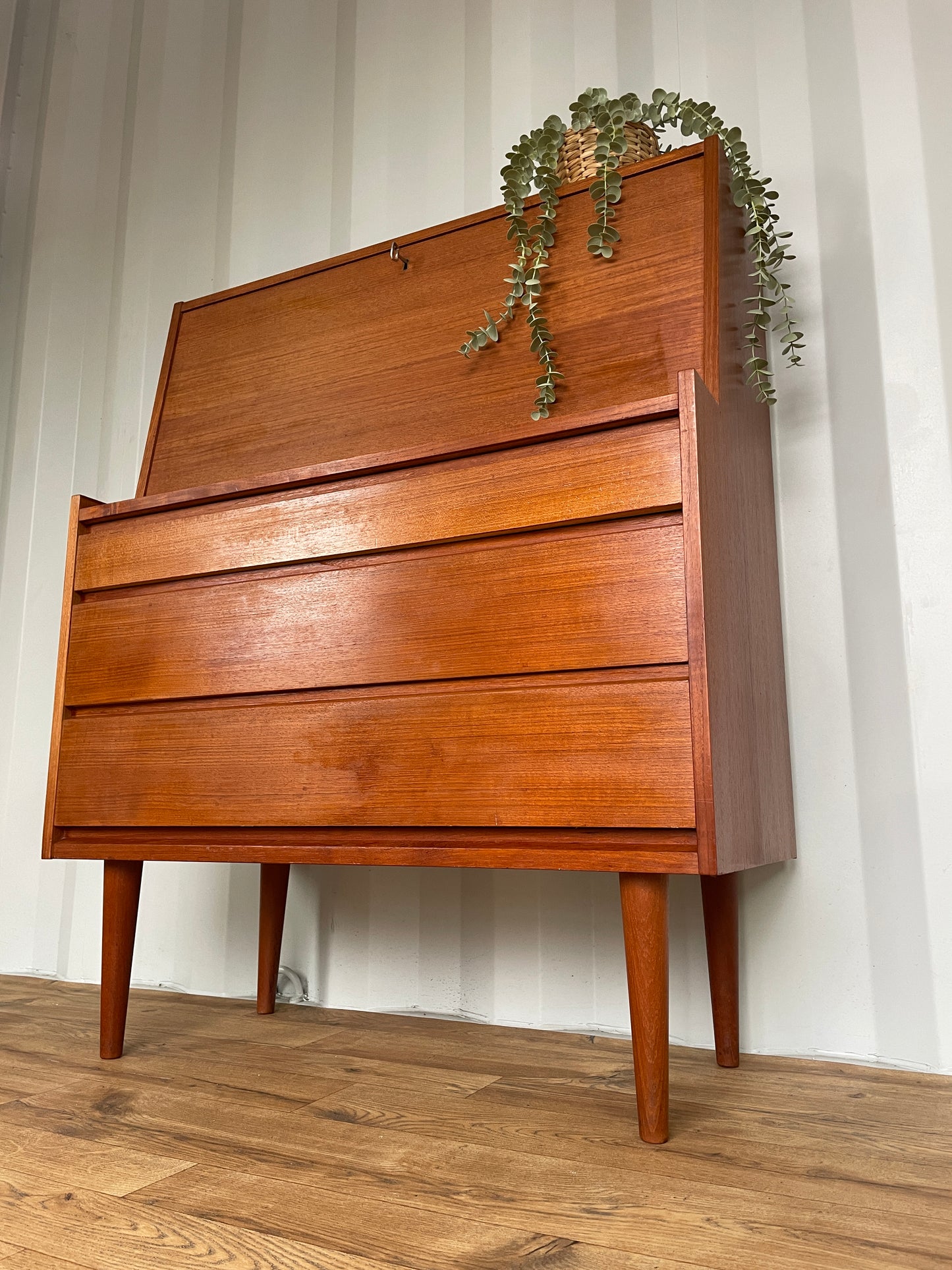 Danish Mid-Century Teak Bureau - Home Desk - Drop Front