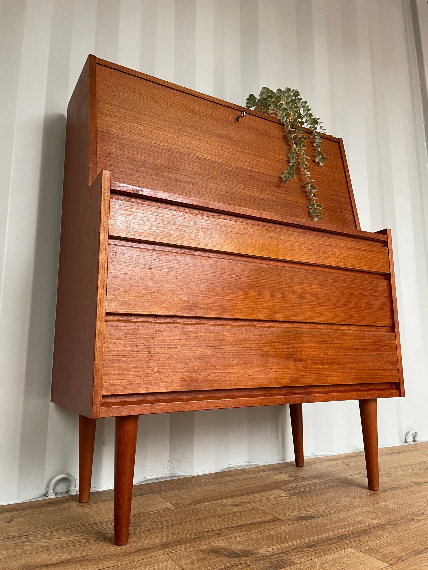 Danish Mid-Century Teak Bureau - Home Desk - Drop Front