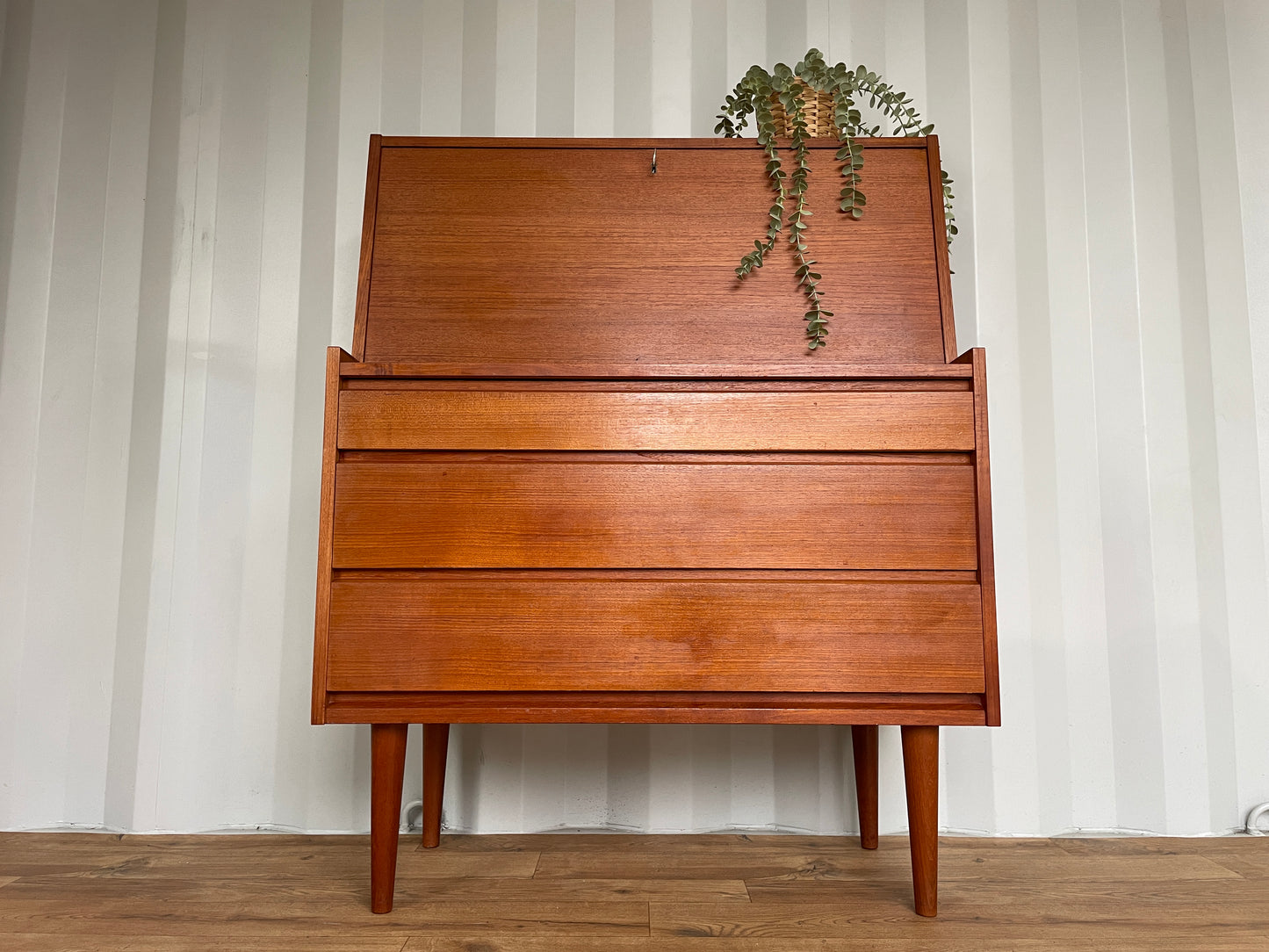 Danish Mid-Century Teak Bureau - Home Desk - Drop Front