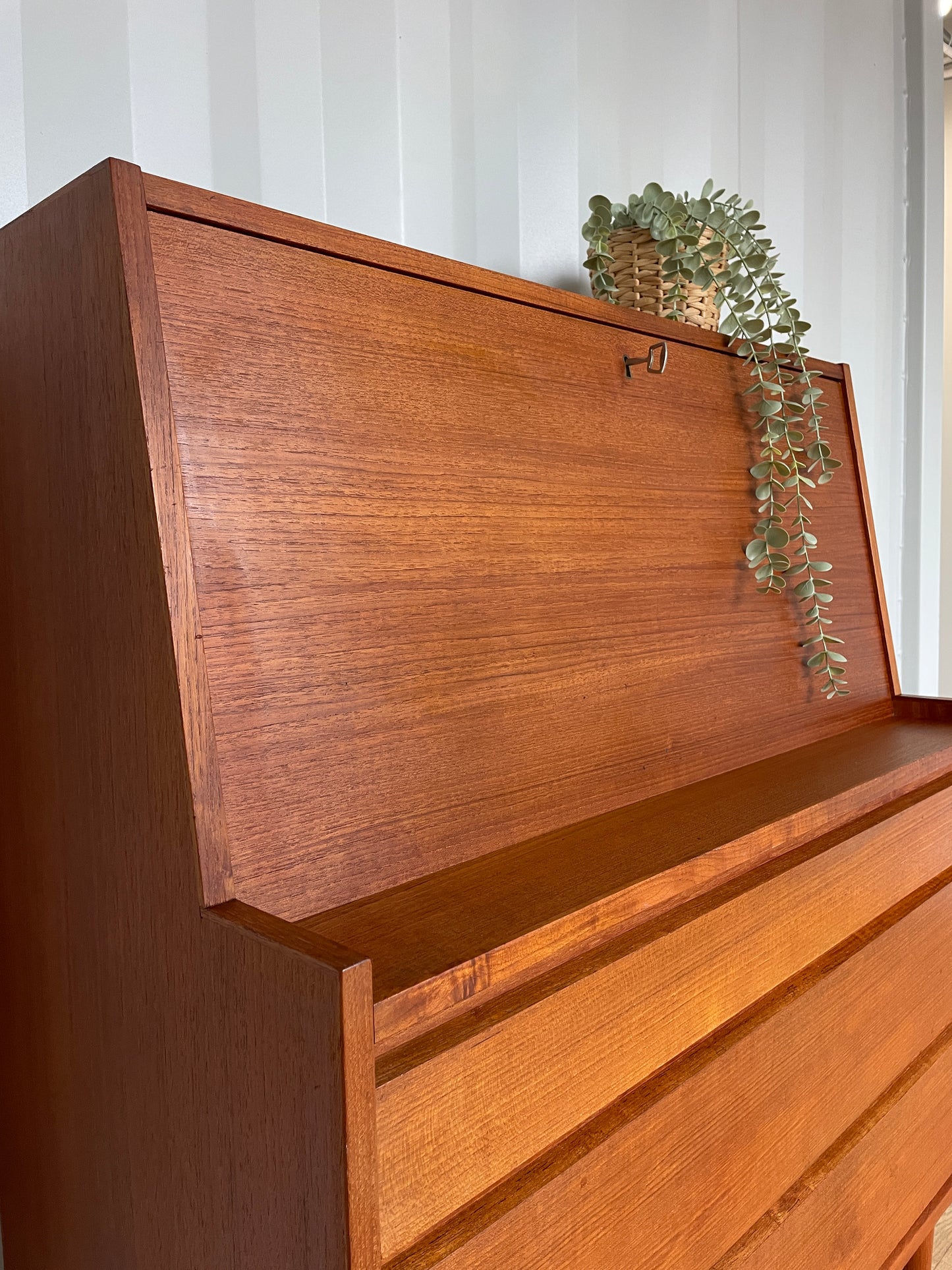 Danish Mid-Century Teak Bureau - Home Desk - Drop Front