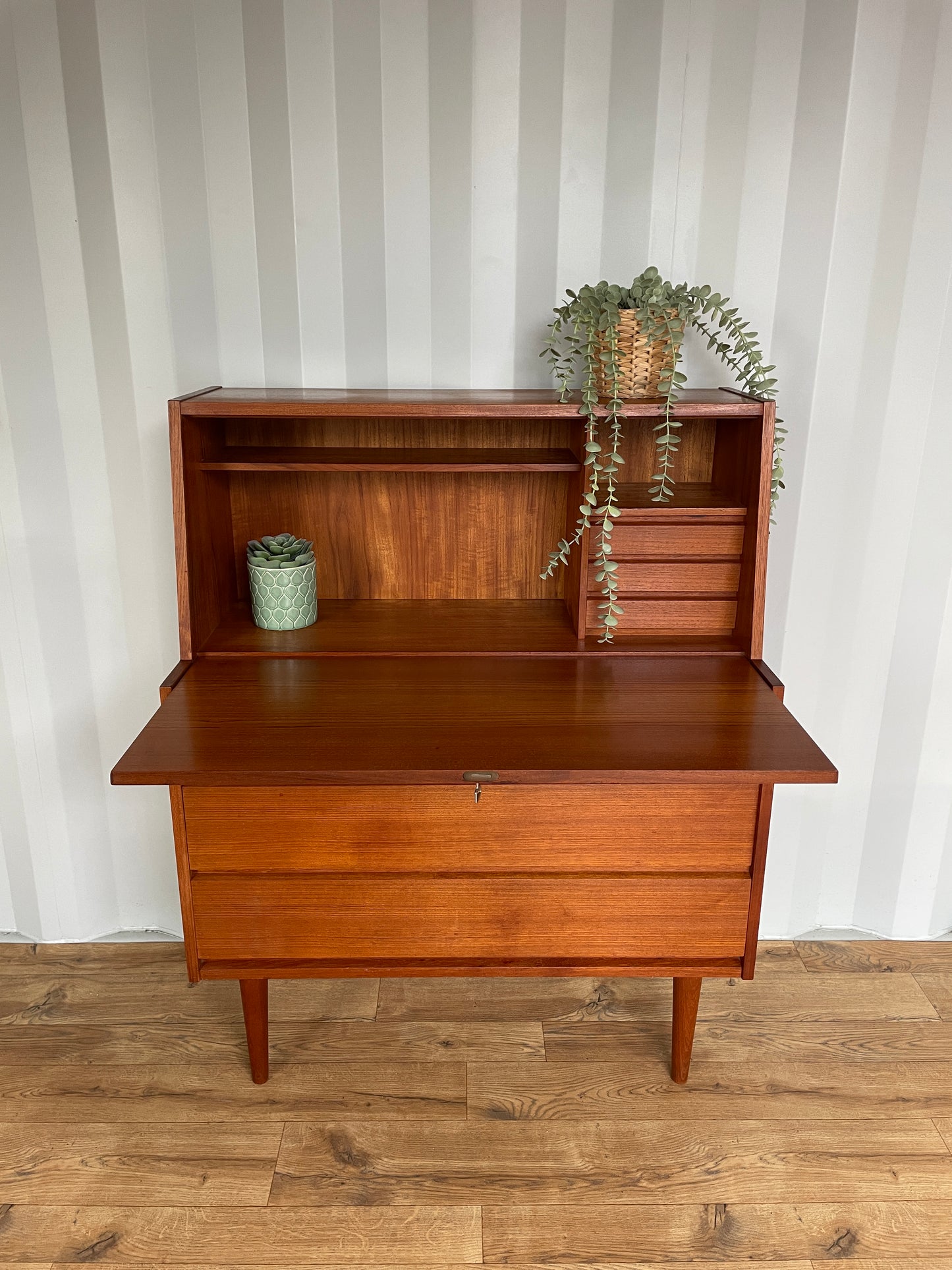 Danish Mid-Century Teak Bureau - Home Desk - Drop Front