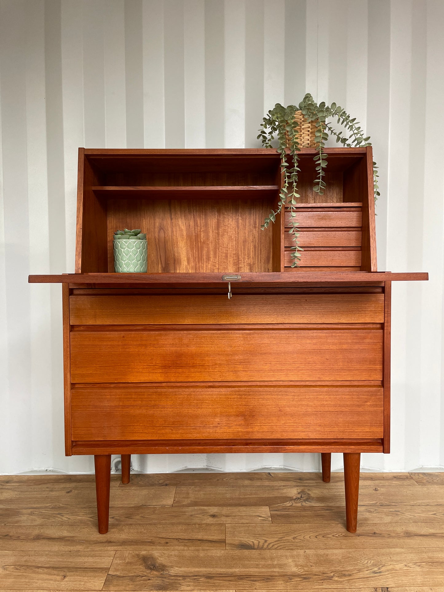 Danish Mid-Century Teak Bureau - Home Desk - Drop Front