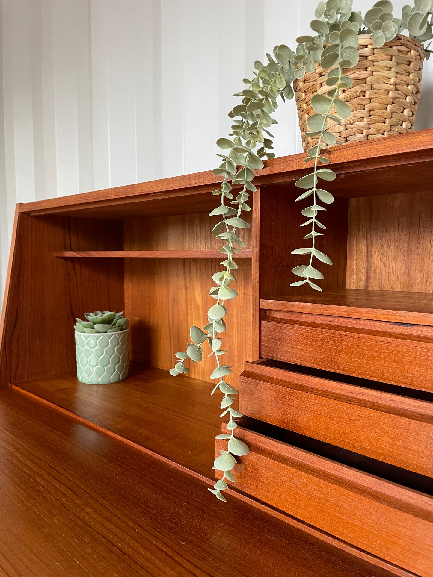 Danish Mid-Century Teak Bureau - Home Desk - Drop Front