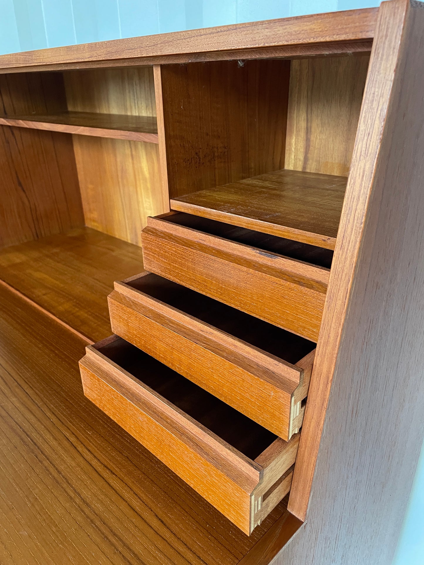 Danish Mid-Century Teak Bureau - Home Desk - Drop Front