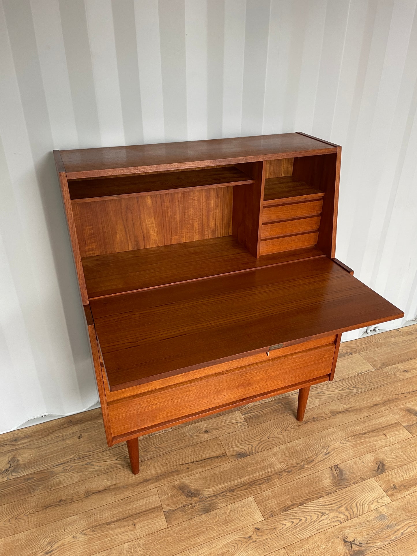 Danish Mid-Century Teak Bureau - Home Desk - Drop Front