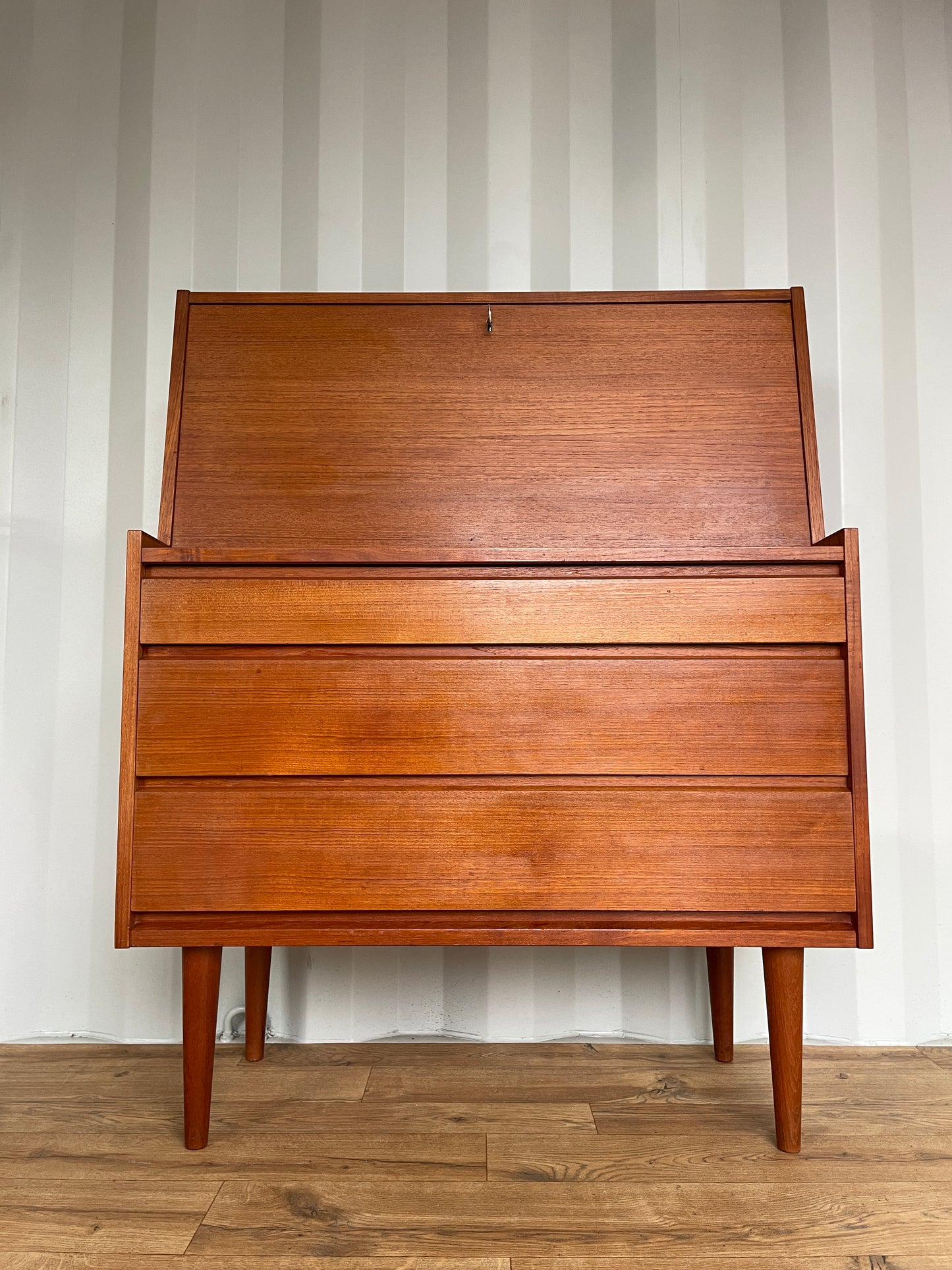 Danish Mid-Century Teak Bureau - Home Desk - Drop Front