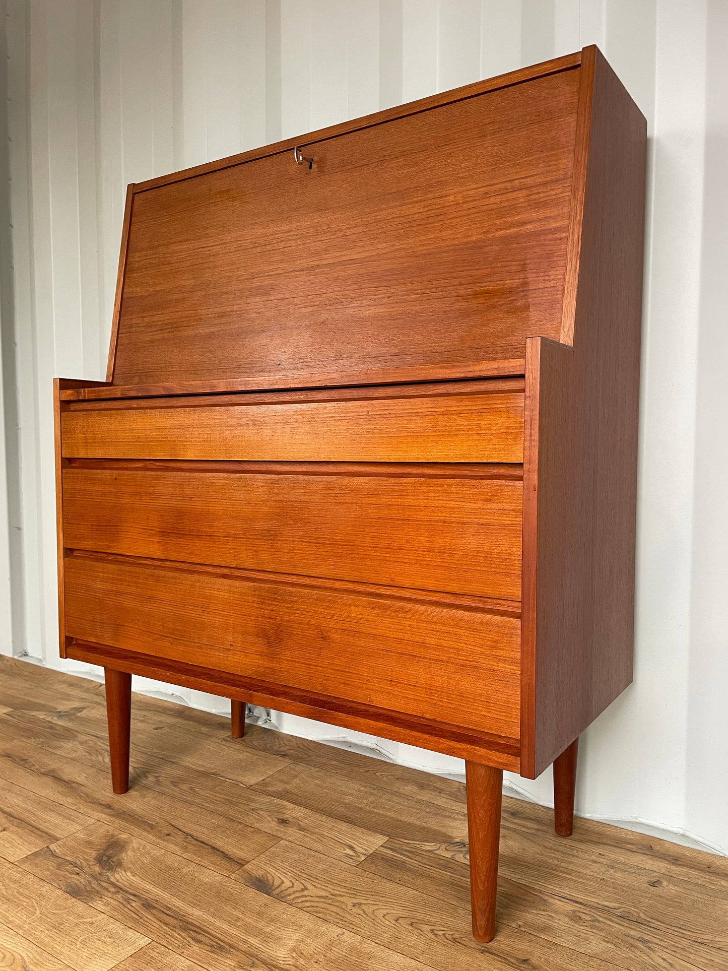 Danish Mid-Century Teak Bureau - Home Desk - Drop Front