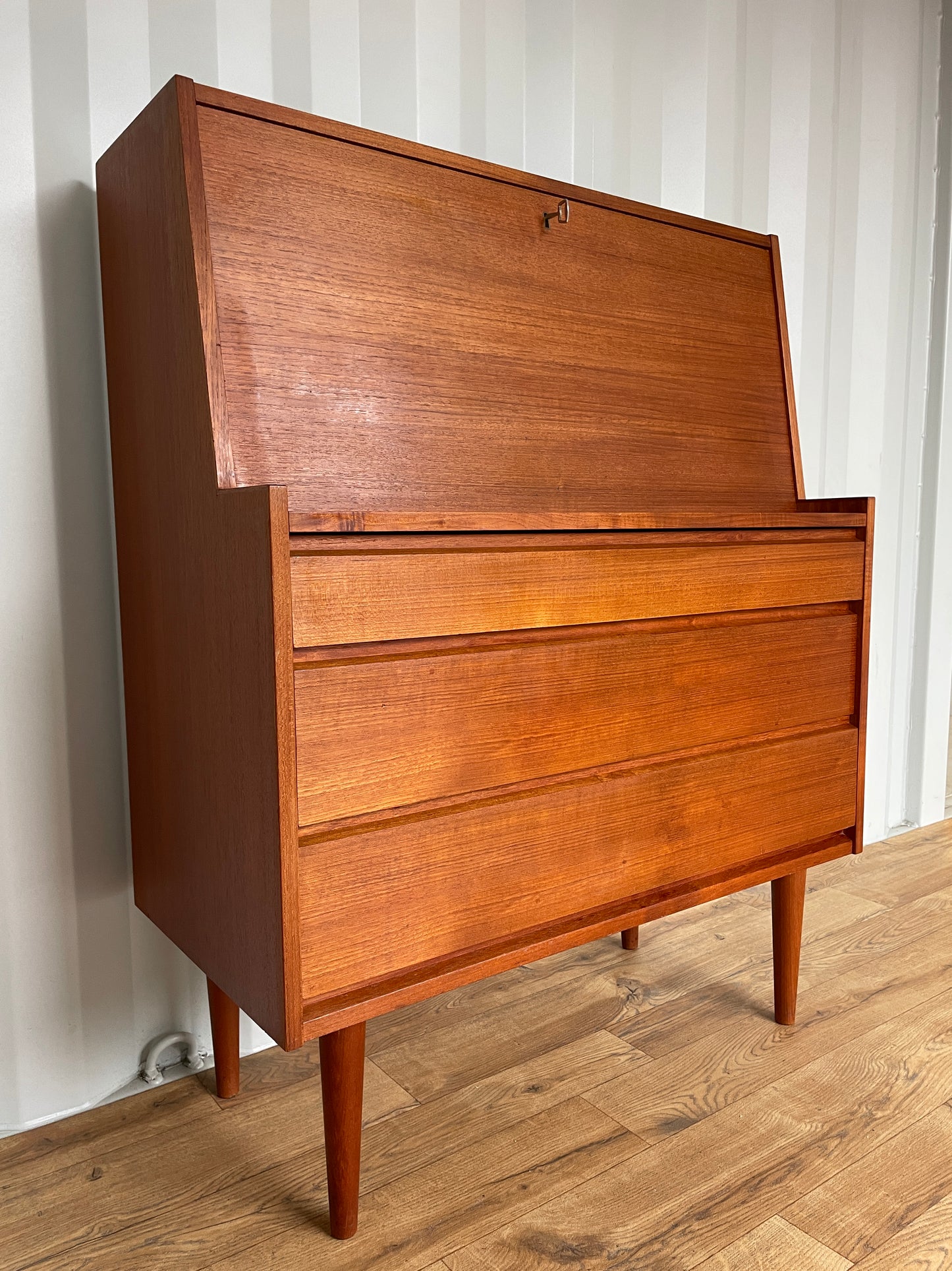 Danish Mid-Century Teak Bureau - Home Desk - Drop Front