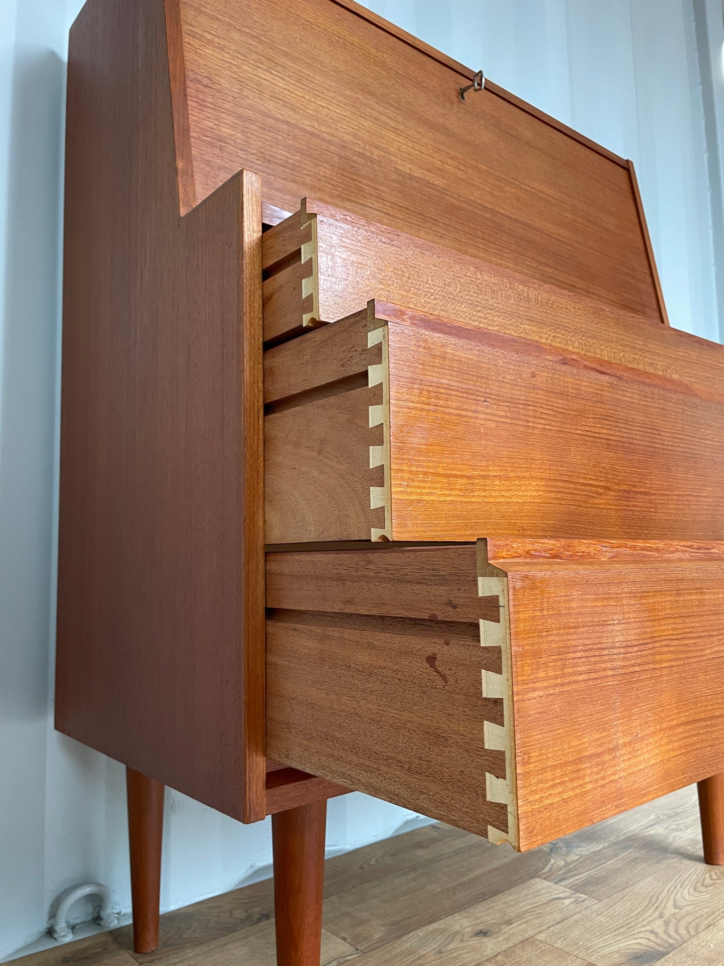 Danish Mid-Century Teak Bureau - Home Desk - Drop Front