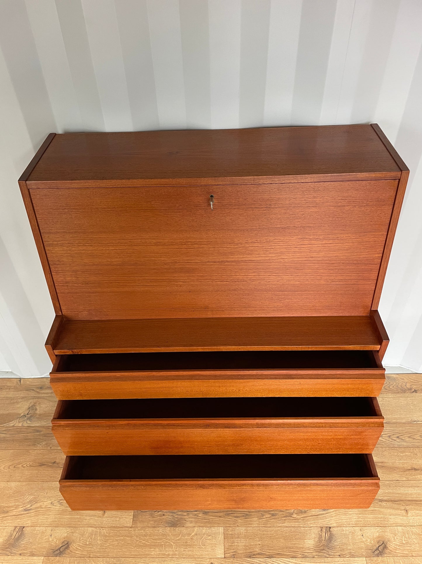 Danish Mid-Century Teak Bureau - Home Desk - Drop Front