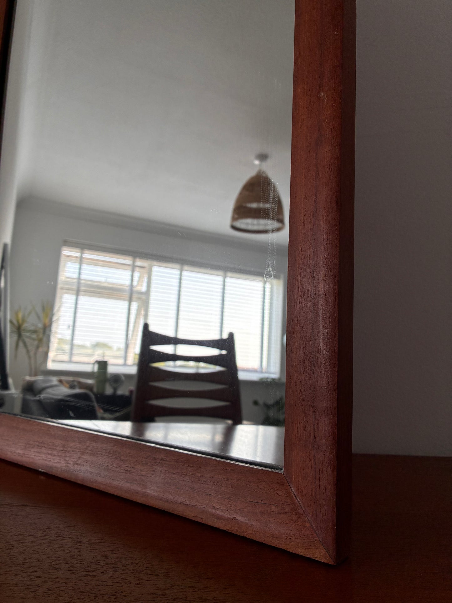 Vintage Teak Wall Mirror |  Rectangular Wooden | 51cm x 67cm