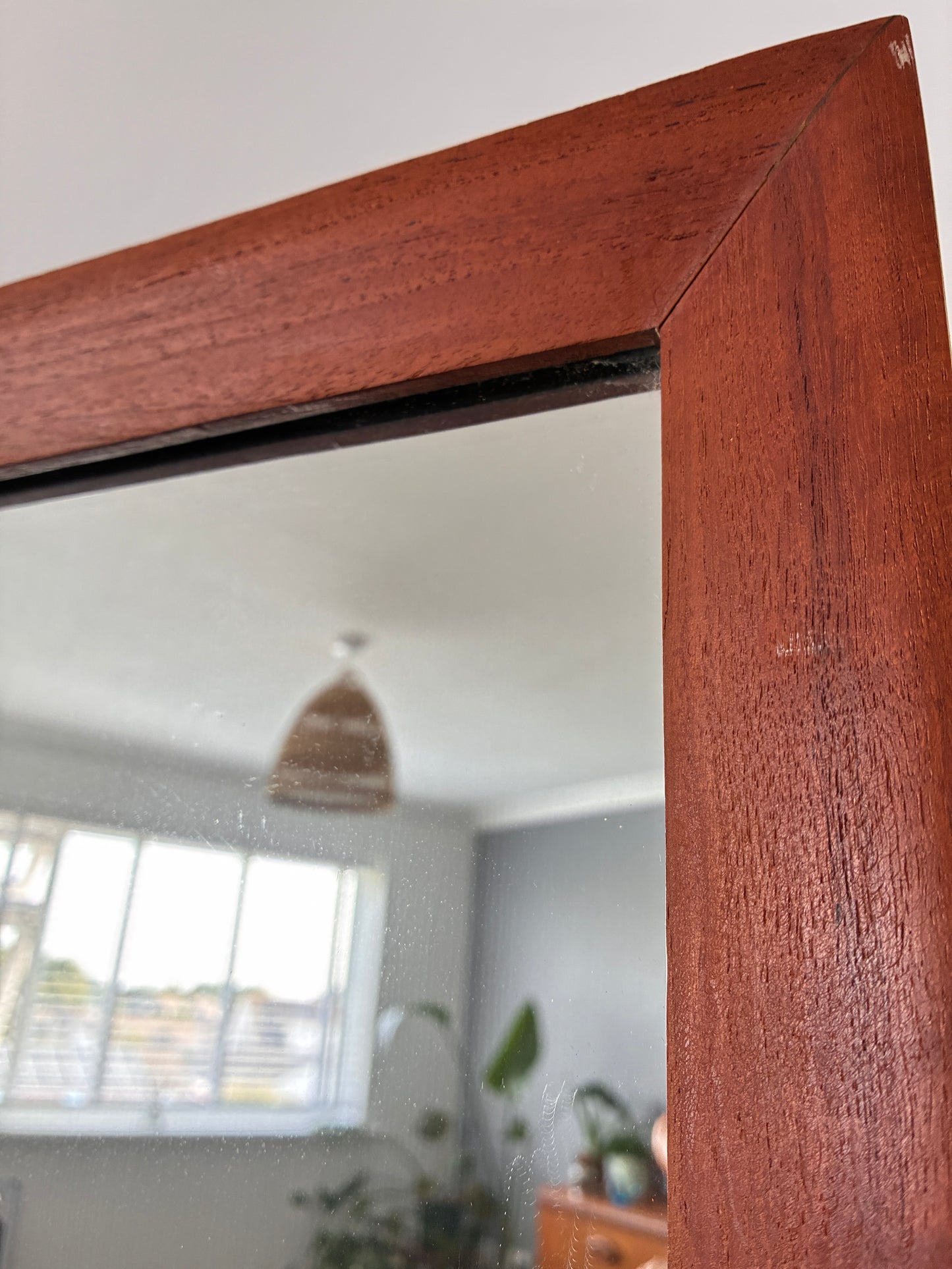 Vintage Teak Wall Mirror |  Rectangular Wooden | 51cm x 67cm