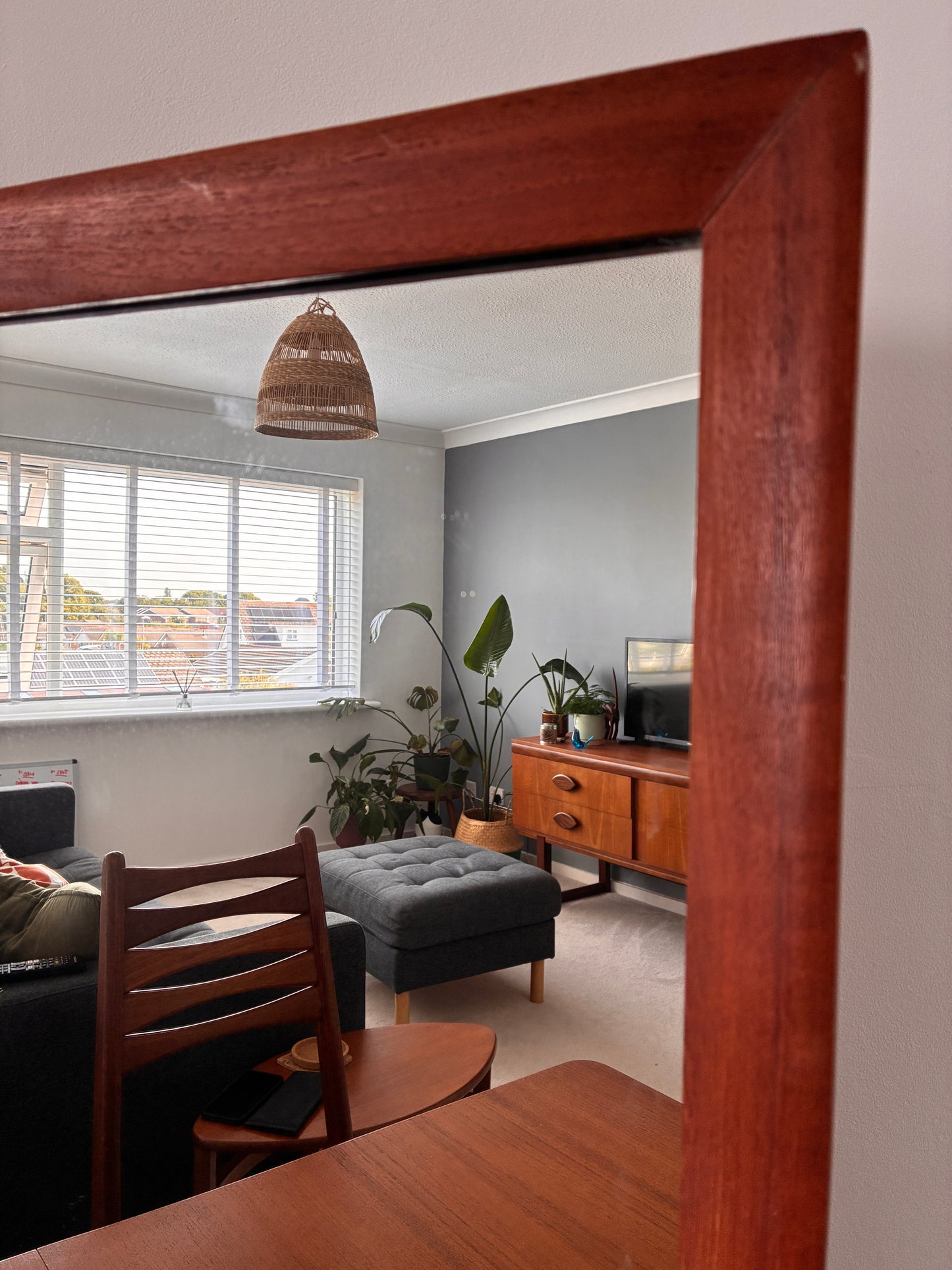 Vintage Teak Wall Mirror |  Rectangular Wooden | 51cm x 67cm