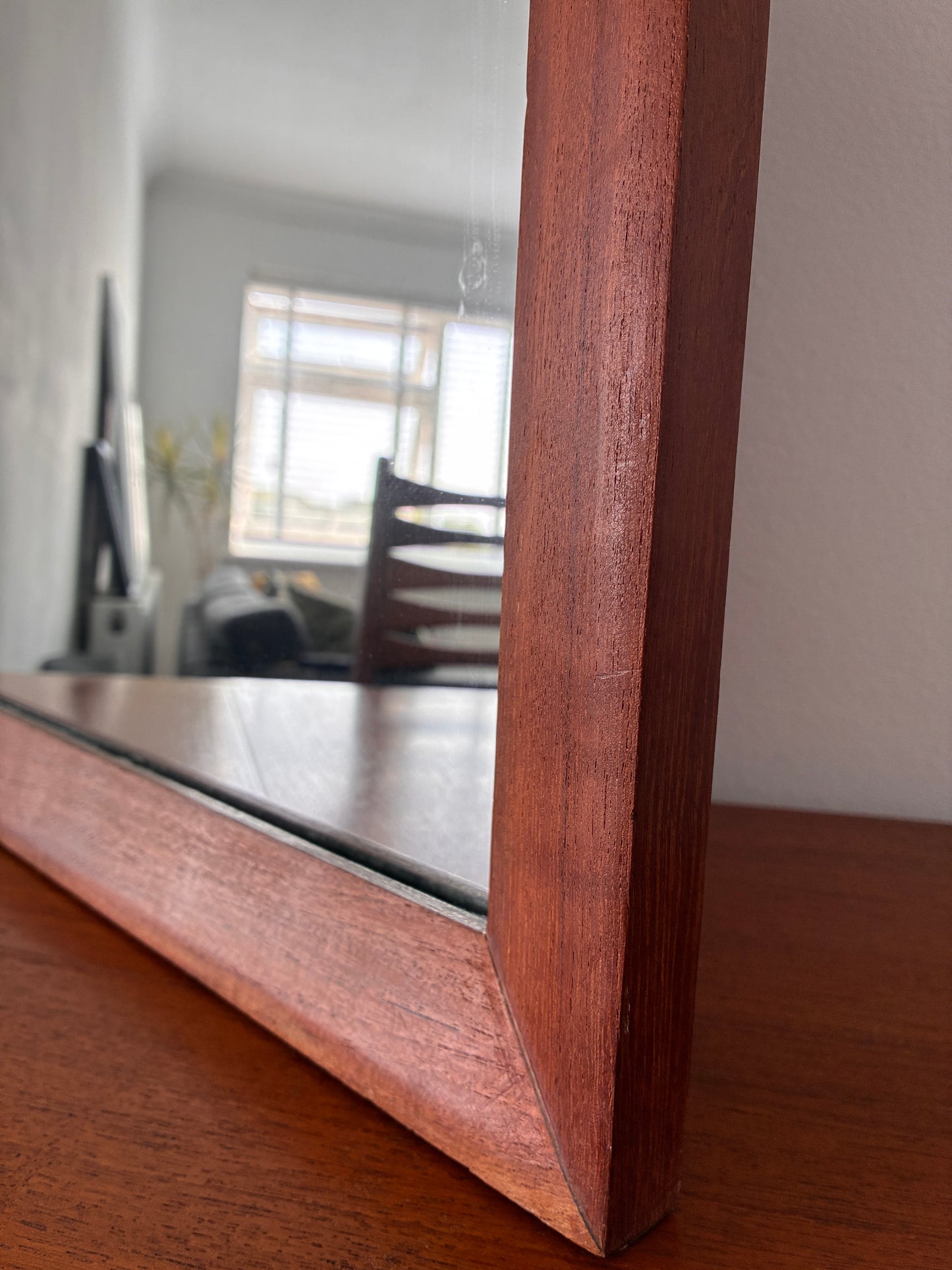 Vintage Teak Wall Mirror |  Rectangular Wooden | 51cm x 67cm