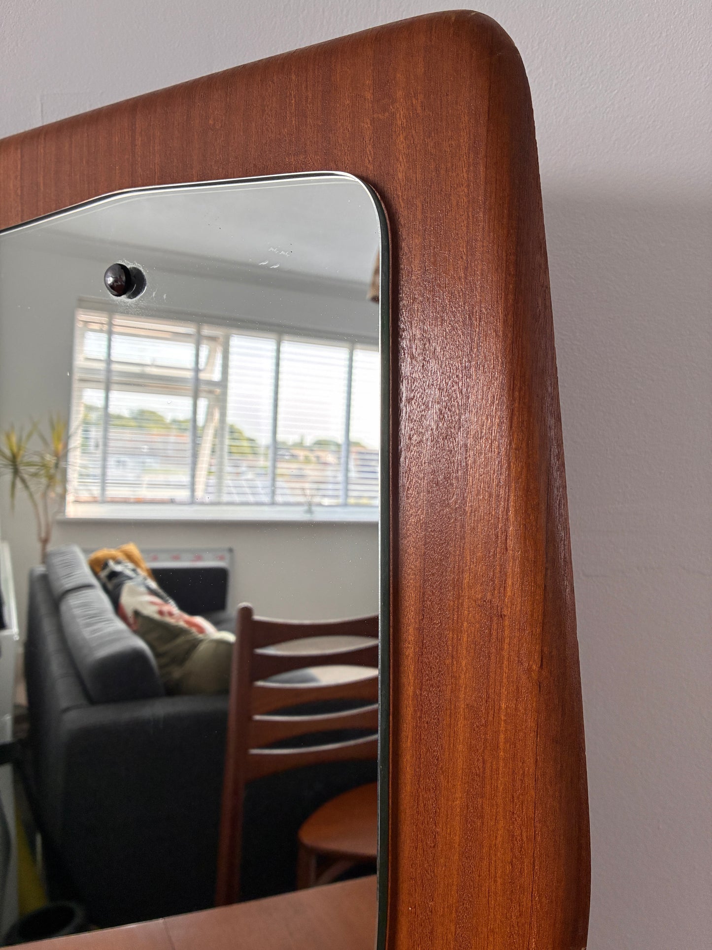 Mid-Century Teak Wall Mirror | Vintage Wooden Frame Mirror 40cm x 61cm