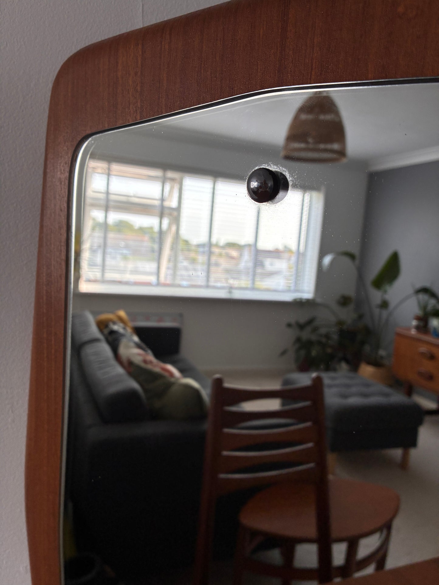 Mid-Century Teak Wall Mirror | Vintage Wooden Frame Mirror 40cm x 61cm