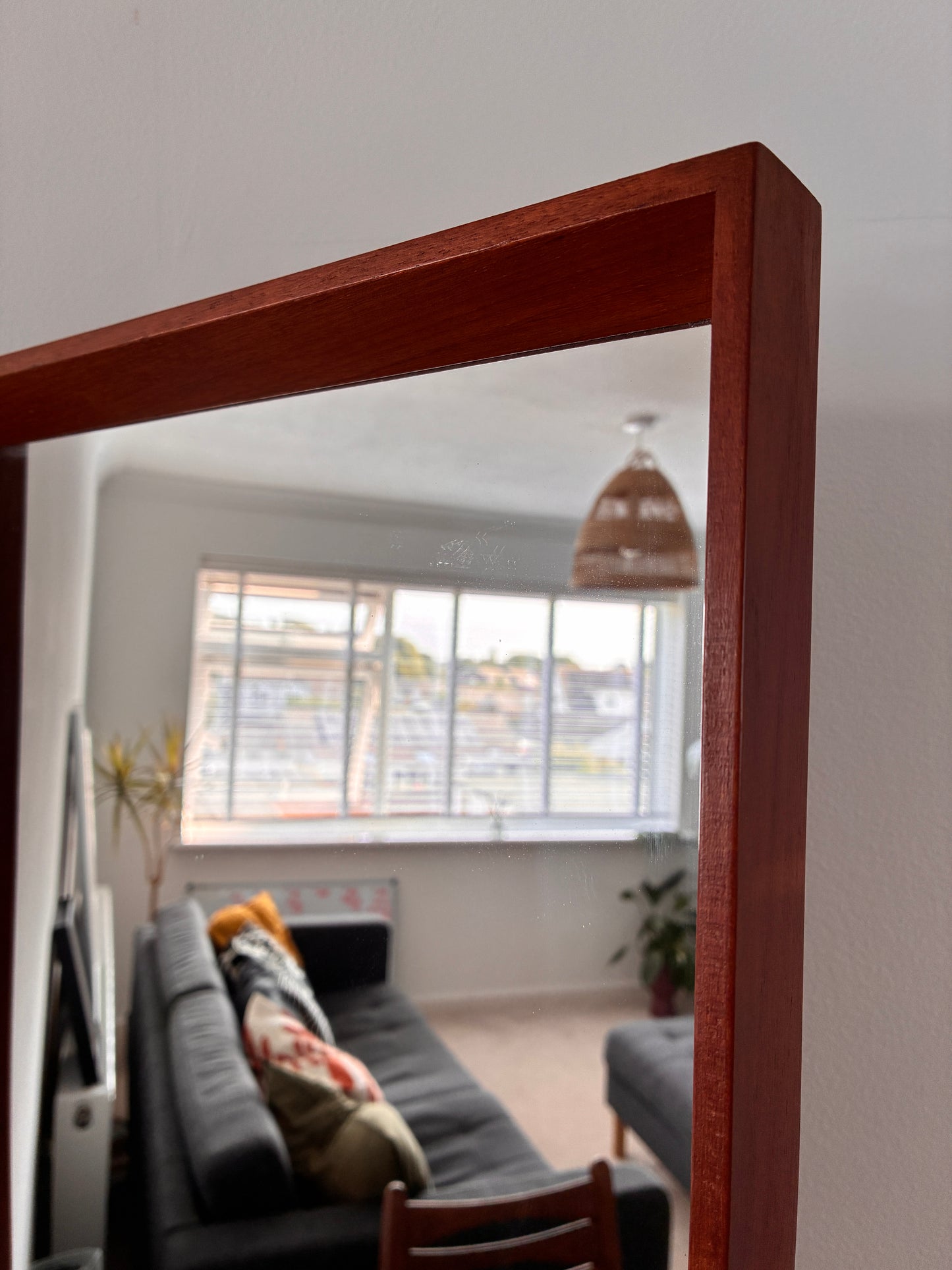 Danish Teak Wall Mirror – Mid-Century Vintage Rectangular – Scandinavian - 36cm x 90cm