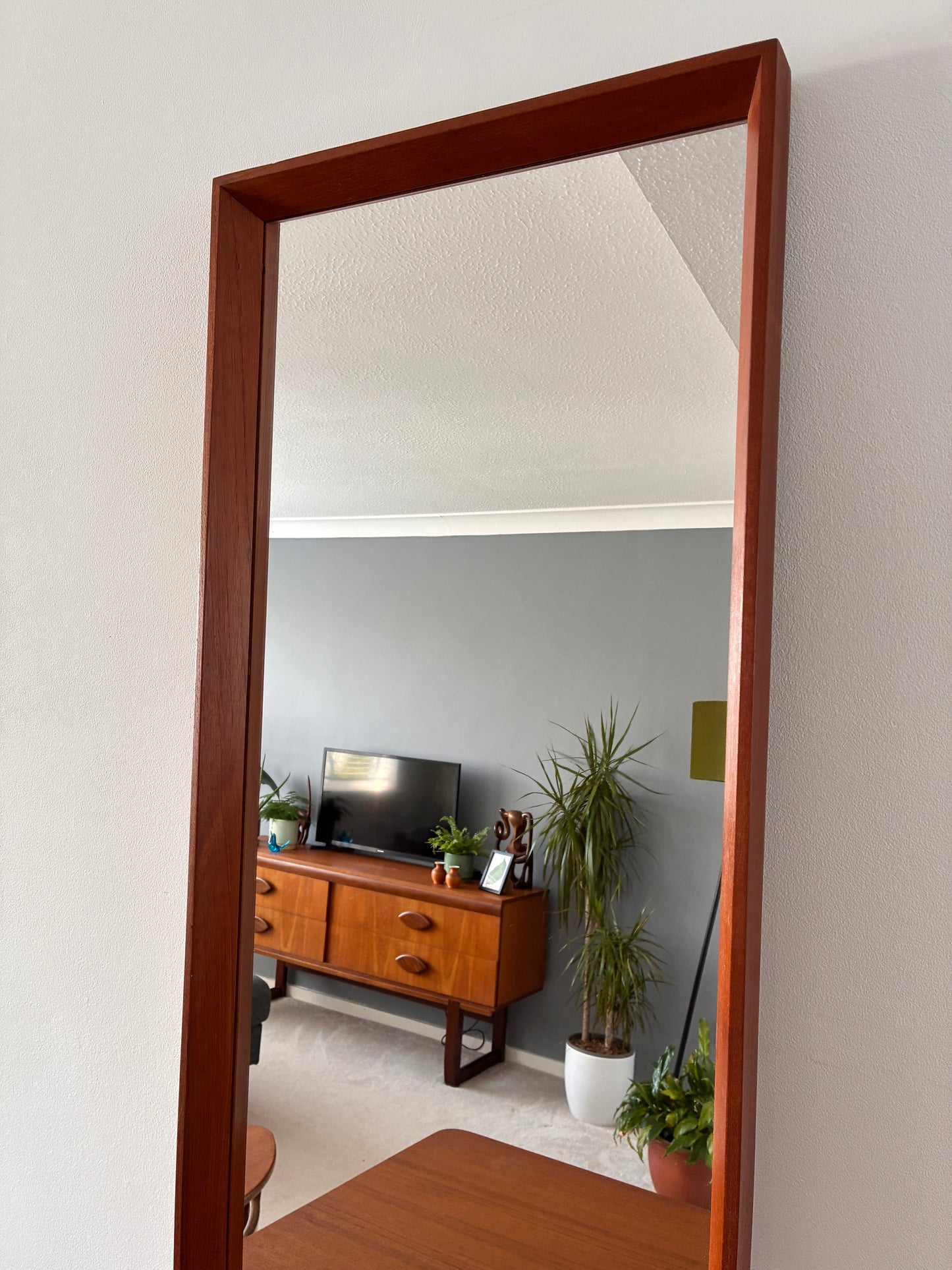 Danish Teak Wall Mirror – Mid-Century Vintage Rectangular – Scandinavian - 36cm x 90cm