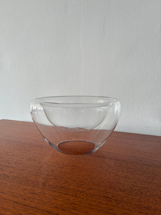 Vintage Clear Glass Bowl | Sculptural Mid-Century Modern Art Glass Decorative Bowl