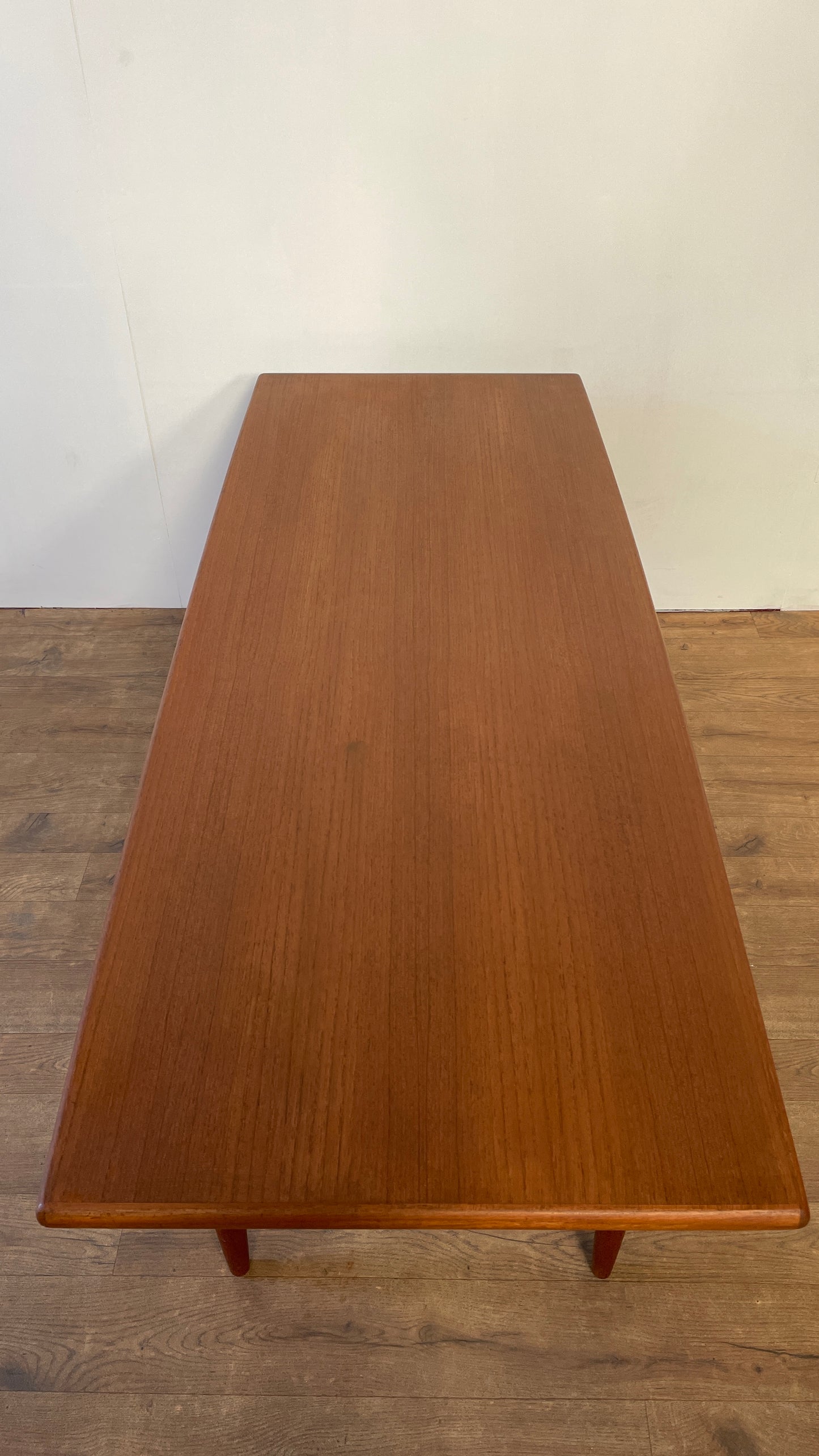 Mid-Century Danish Teak Coffee Table with Slatted Shelf | Scandinavian Modern