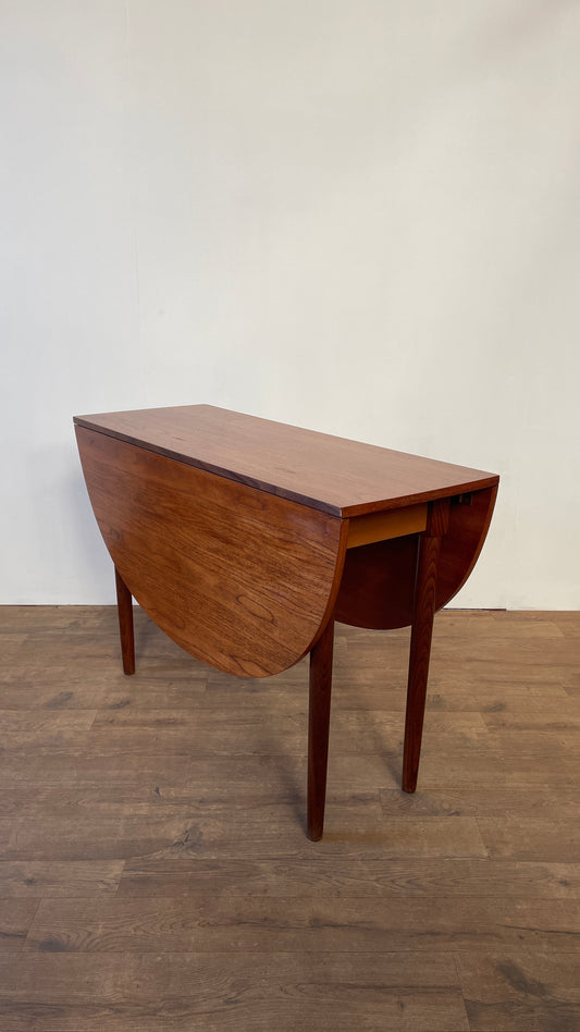 Mid-Century Teak Drop Leaf Dining Table | Compact Extendable Vintage Table