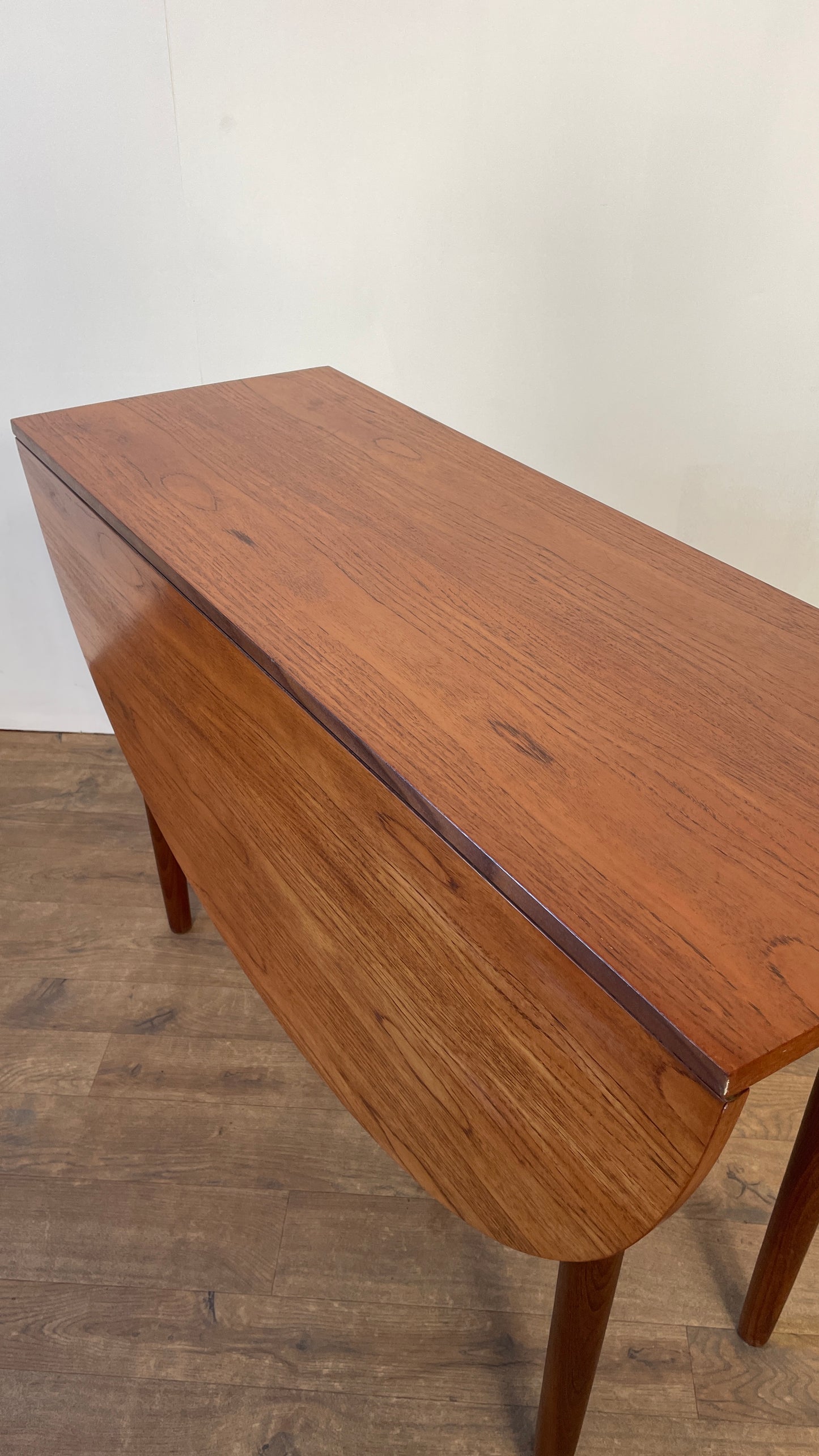 Mid-Century Teak Drop Leaf Dining Table | Compact Extendable Vintage Table